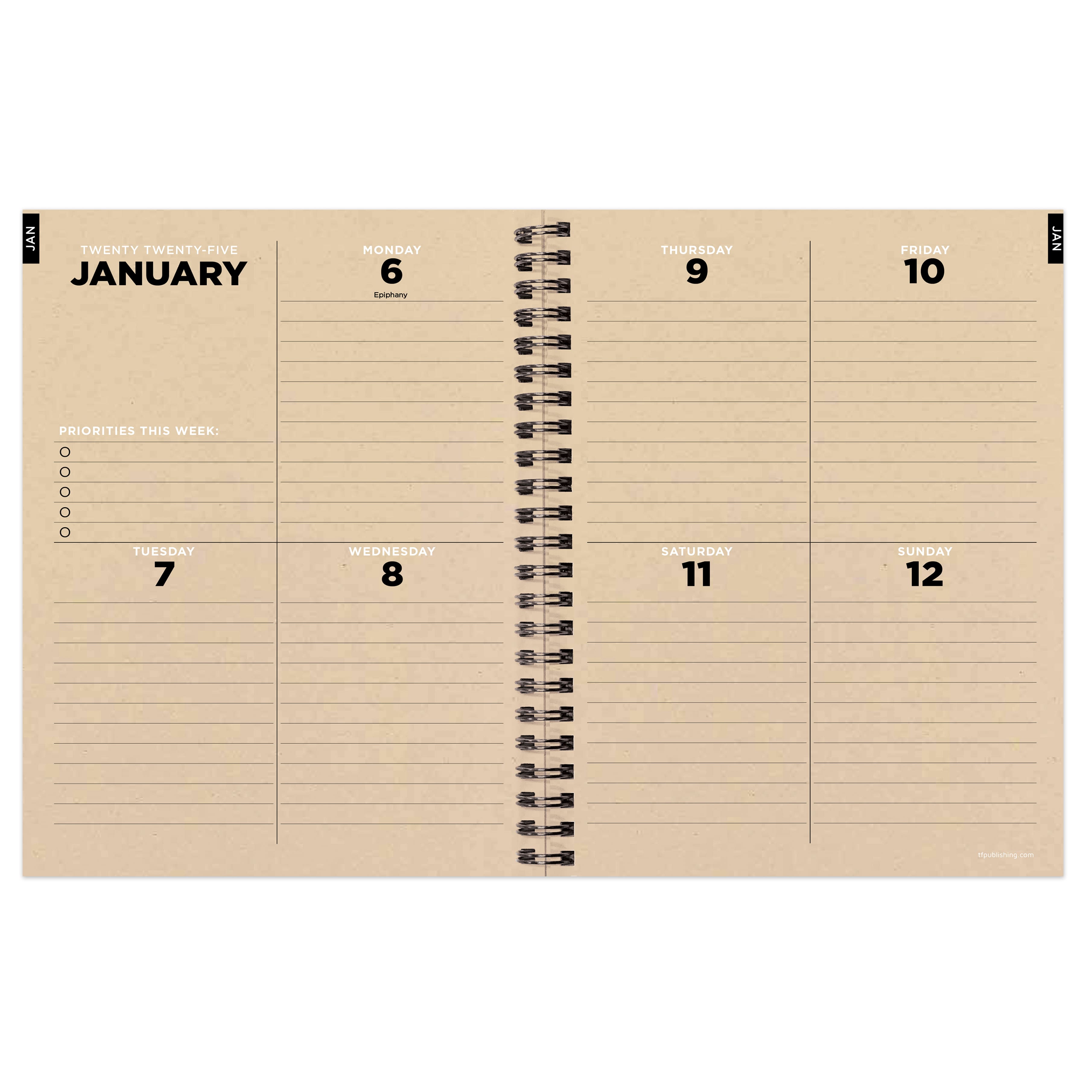 TF Publishing 2025 Medium Element Layers Weekly Monthly Spiral Planner