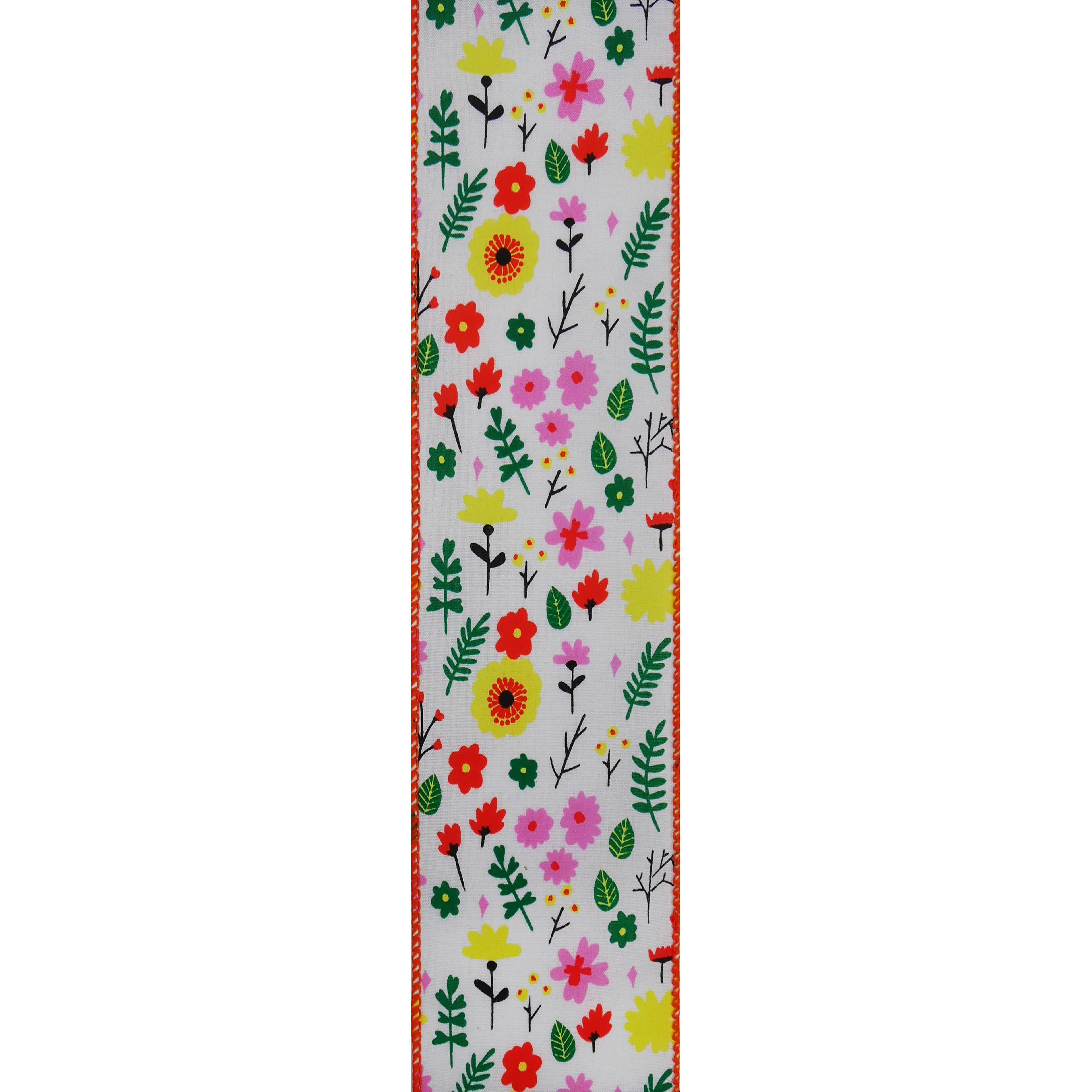 2.5&#x22; x 3yd. Spring Floral Wired Ribbon by Celebrate It&#xAE; Hot Buy!