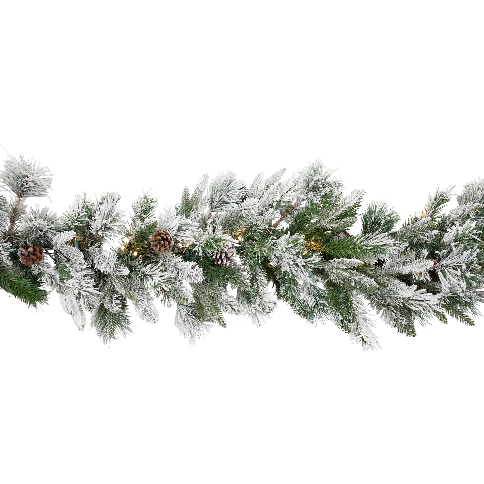 9ft. Pre-Lit Flocked Mixed Rosemary Emerald Pine Christmas Garland