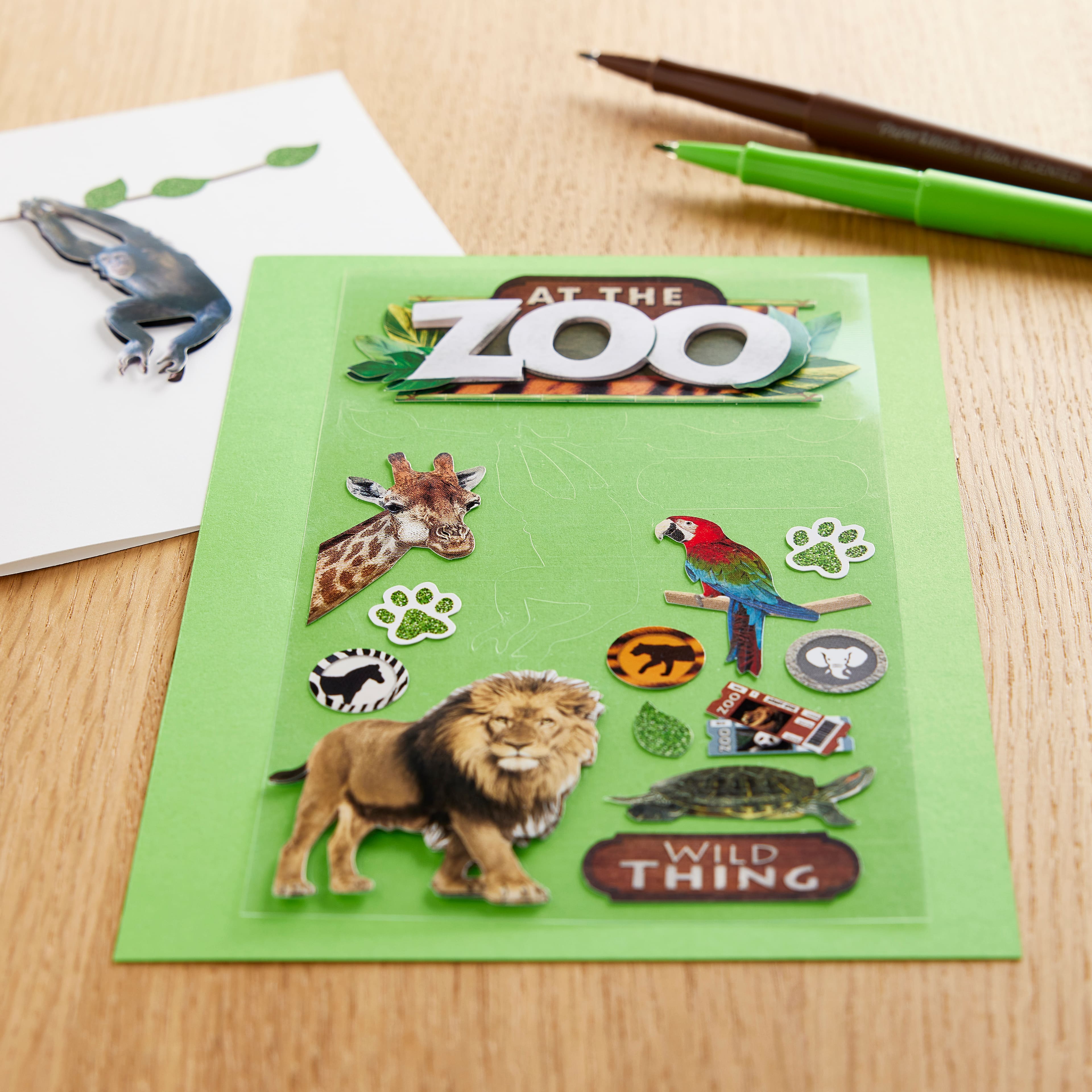 12 Pack: At the Zoo Dimensional Stickers by Recollections™