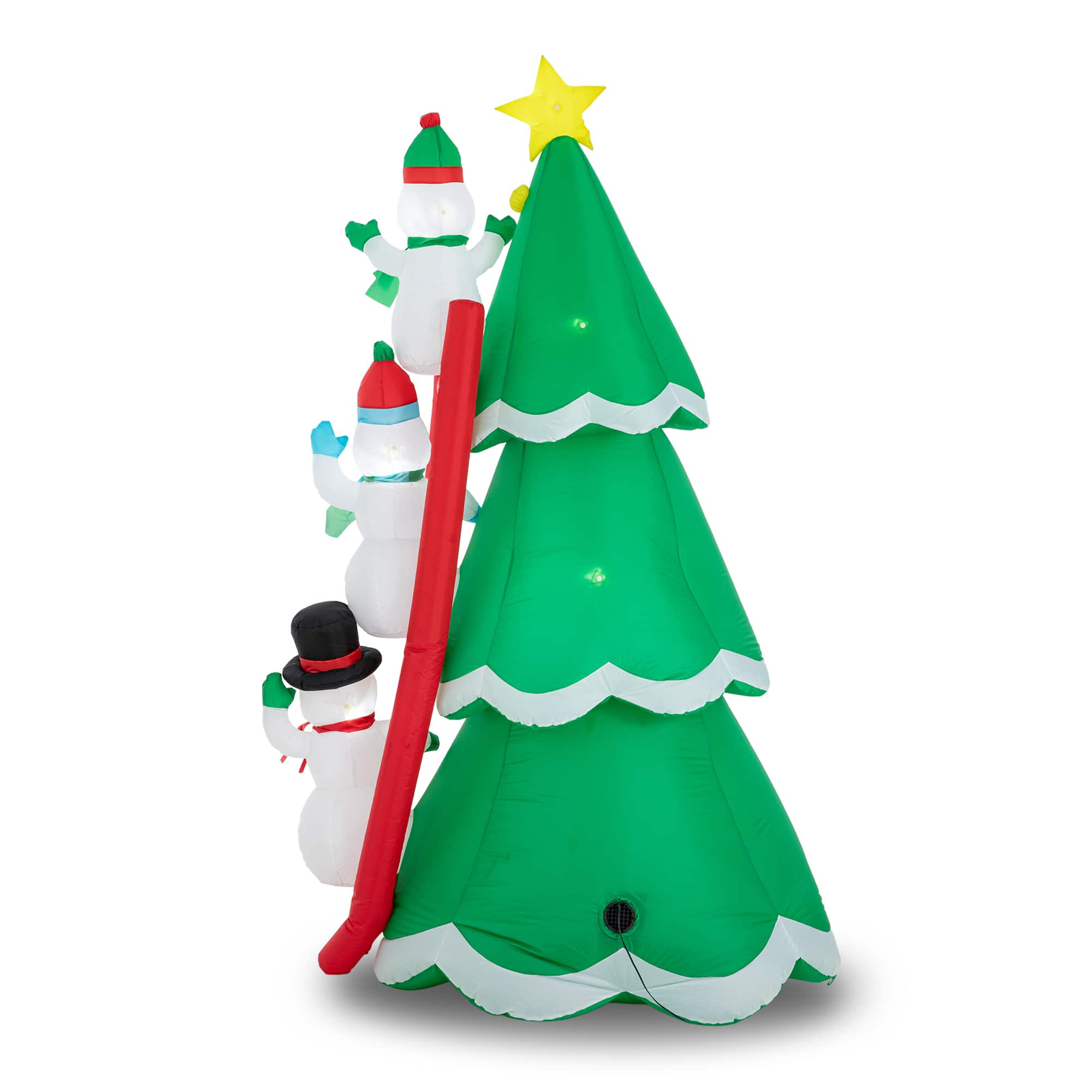 Glitzhome&#xAE; 8ft. Lighted Inflatable Xmas Snowman Climbing Up Tree D&#xE9;cor