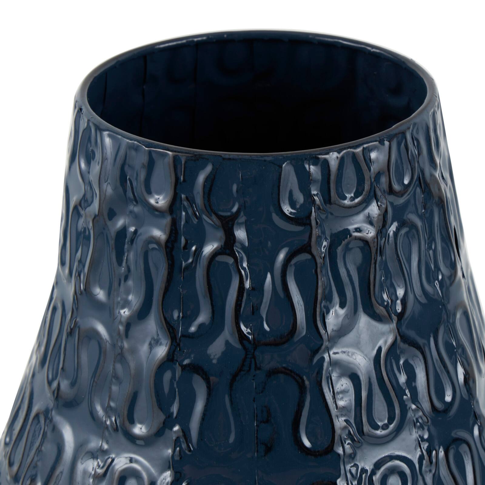 20" Dark Blue Metal Dimensional Textured Vase