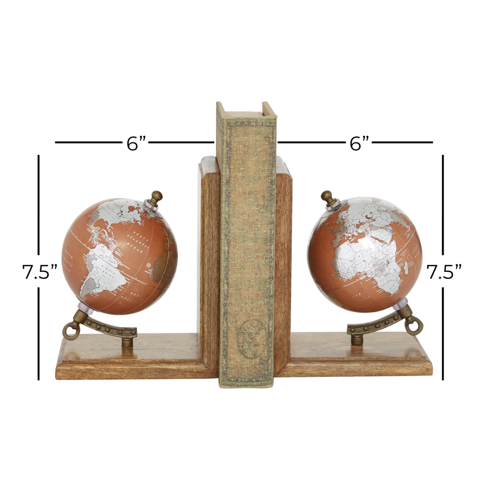 7.5&#x22; Copper Wood Traditional Bookends