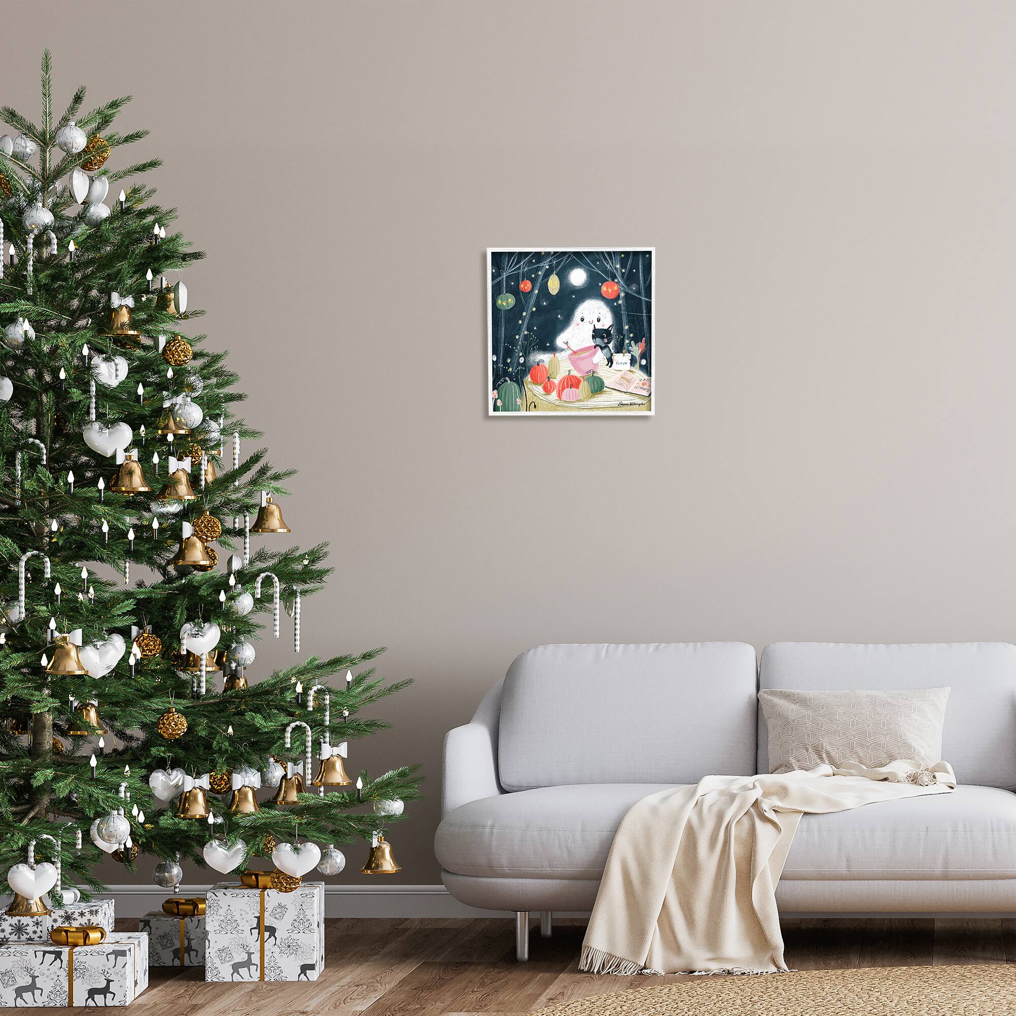 Stupell Industries Cat & Ghost Baking Pumpkin Cake Framed Giclee Art