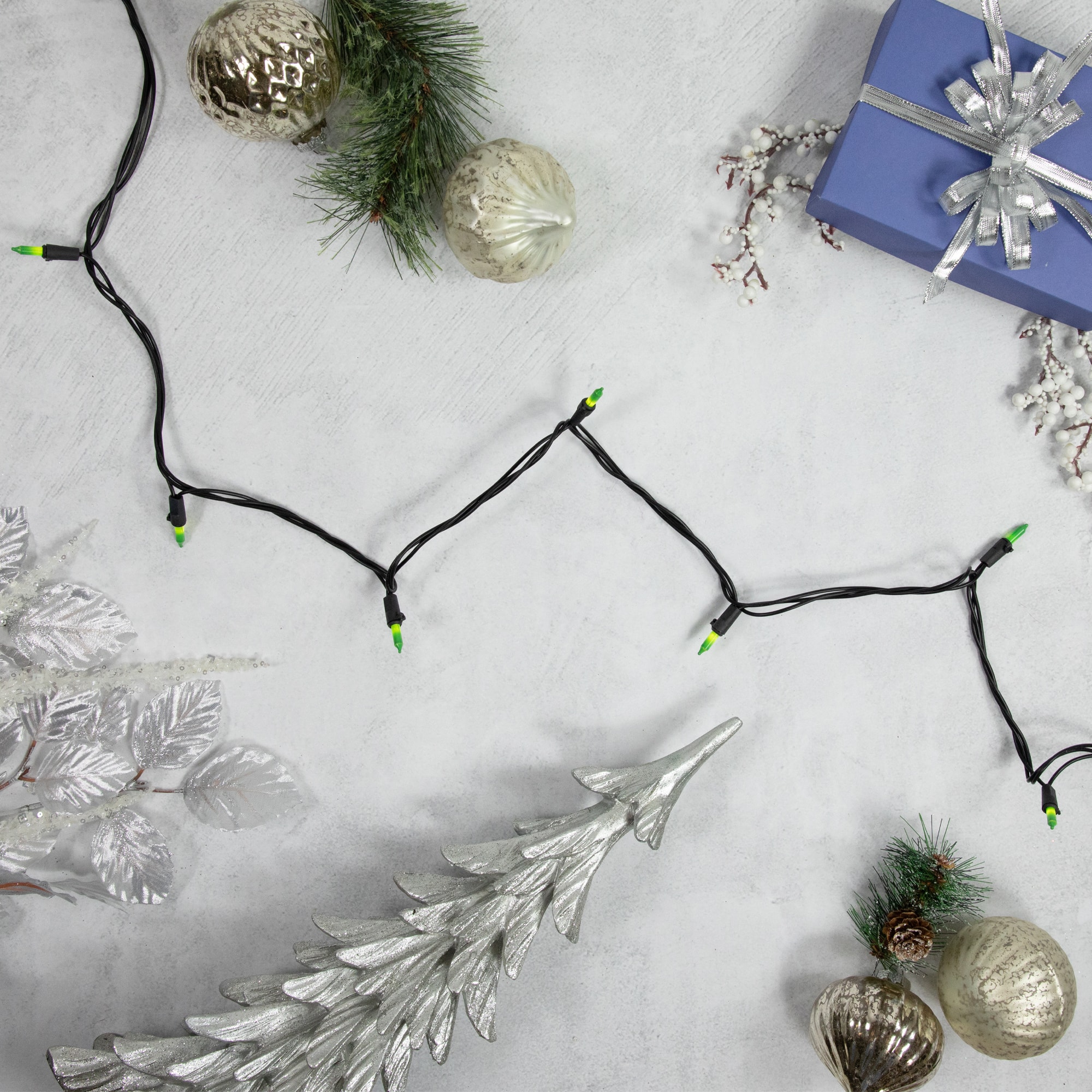 50ct. Opaque Green Mini Christmas String Lights with Black Wire