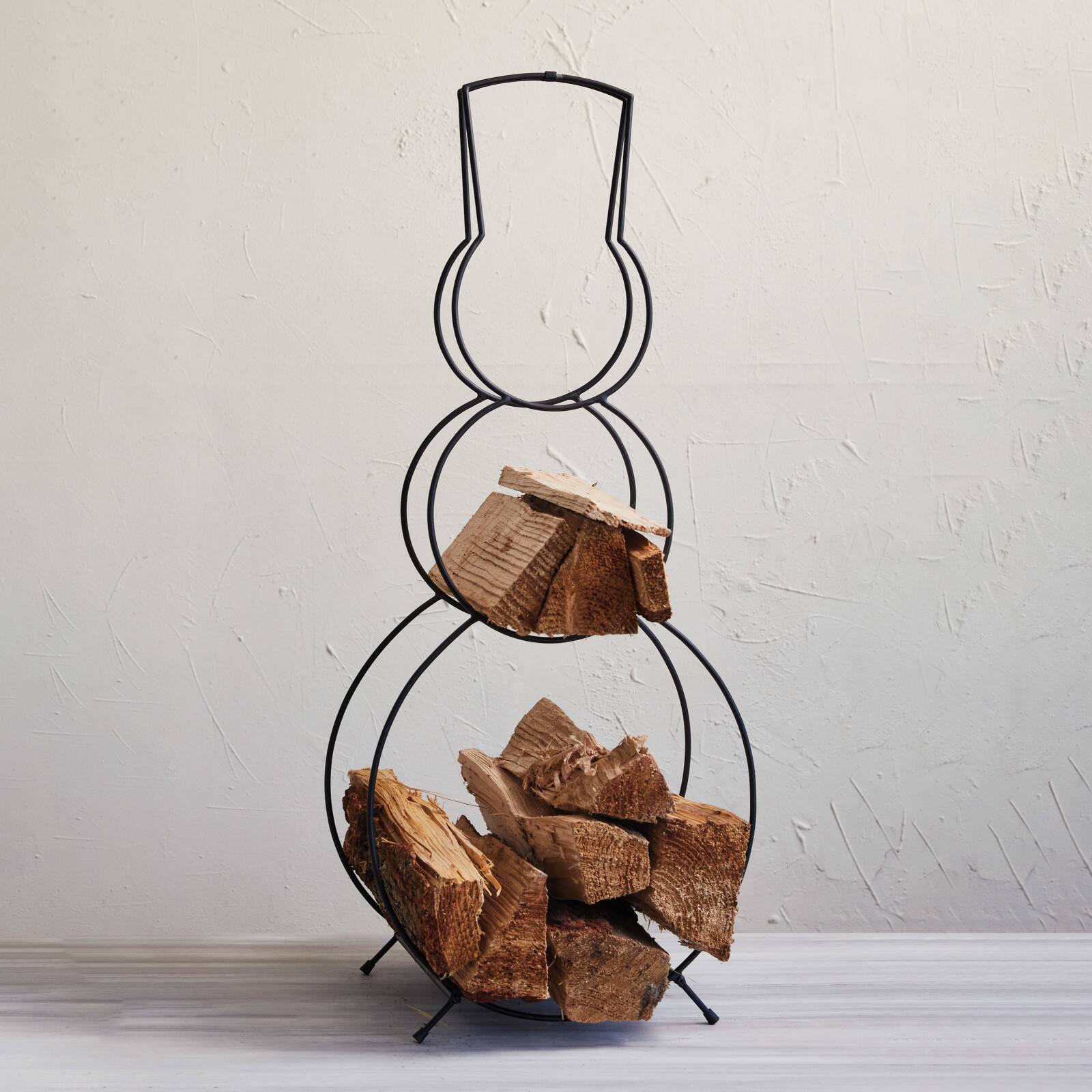 Hello Honey&#xAE; 34.75&#x22; Black Metal Snowman Shaped Log Holder
