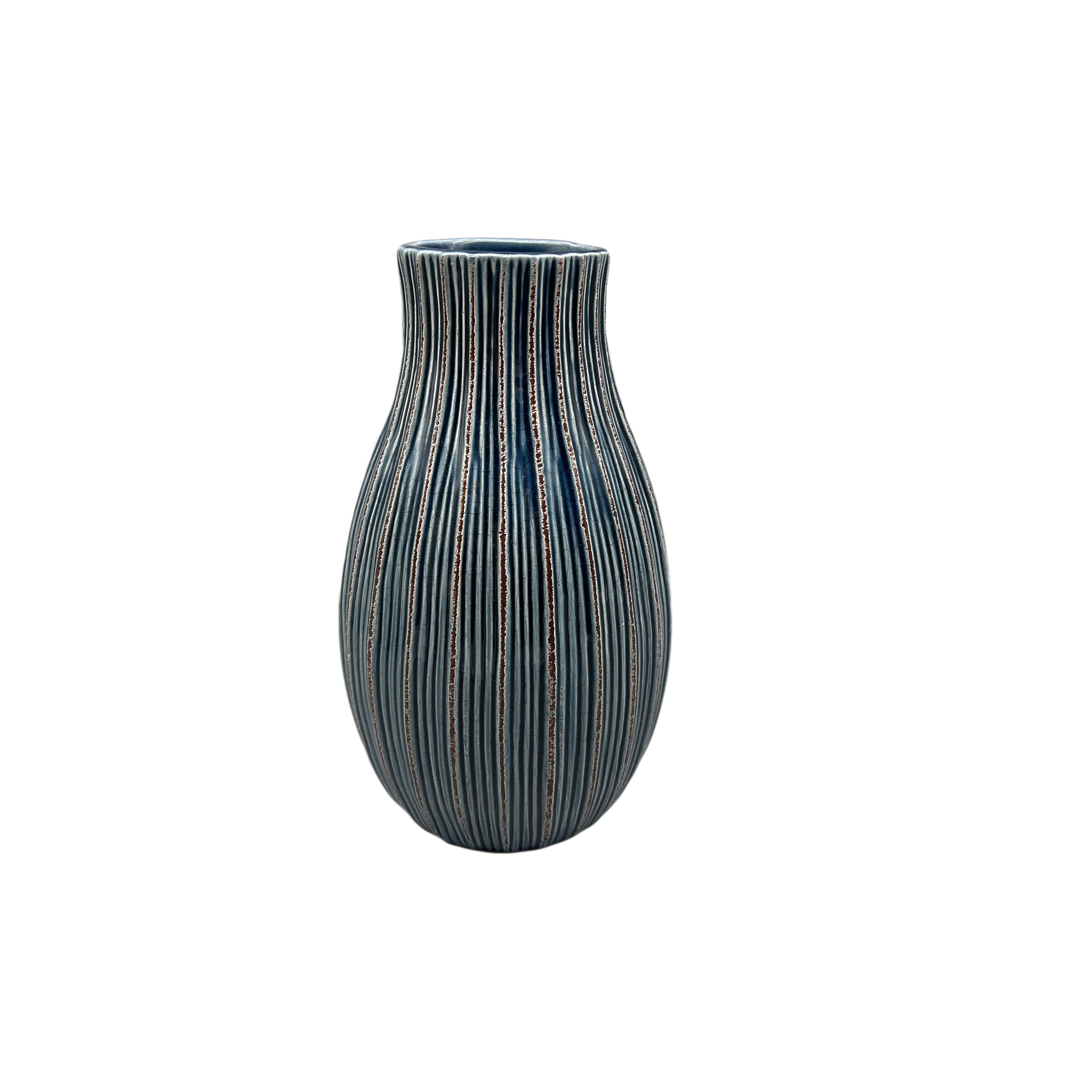 9&#x22; Navy Ribbed Ceramic Vase by Ashland&#xAE;