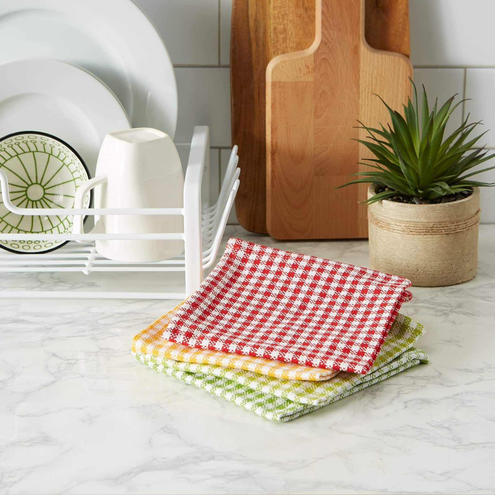 DII&#xAE; Pea Patch Check Heavyweight Dishcloths, 4ct.