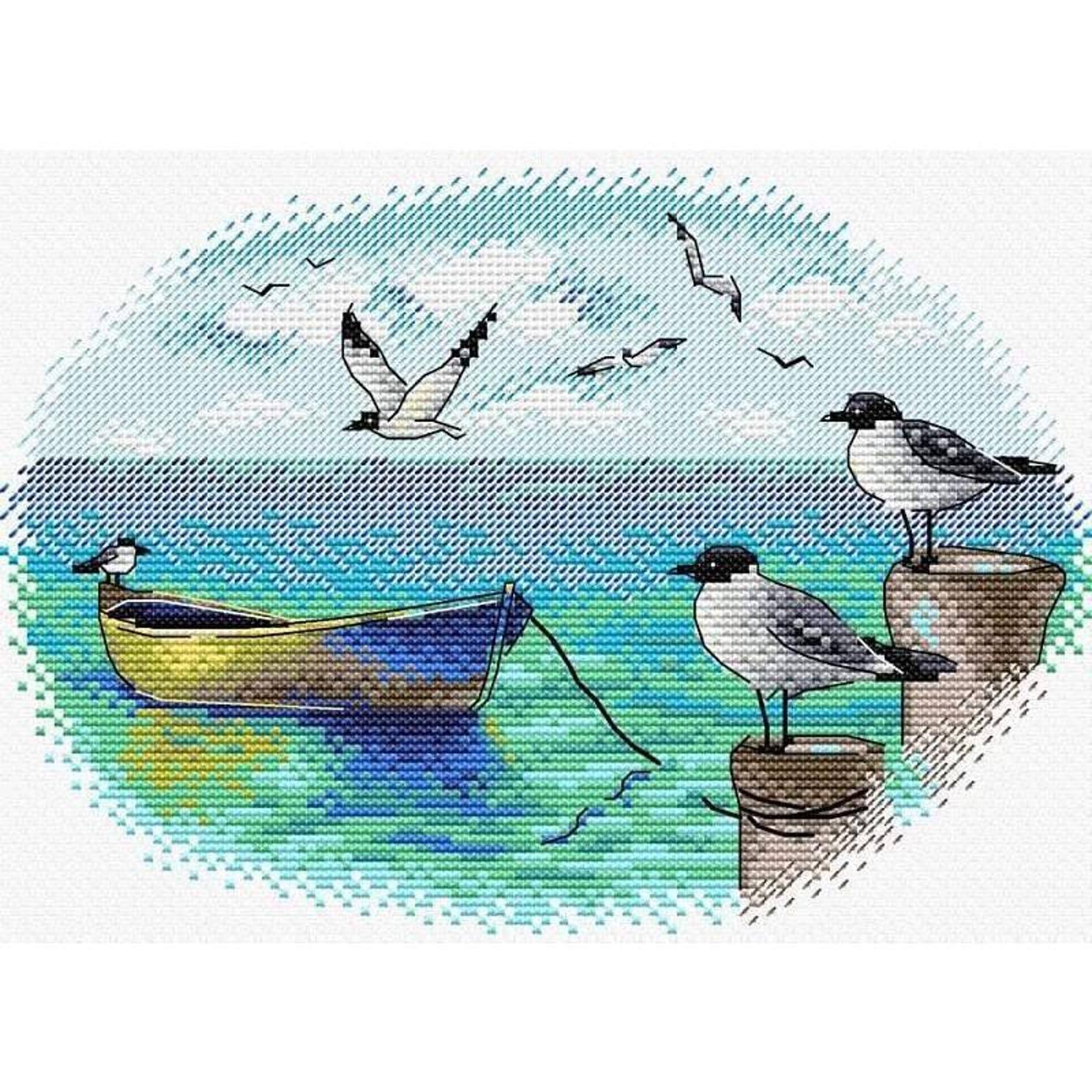 MP Studia Boat & Birds Cross Stitch Kit