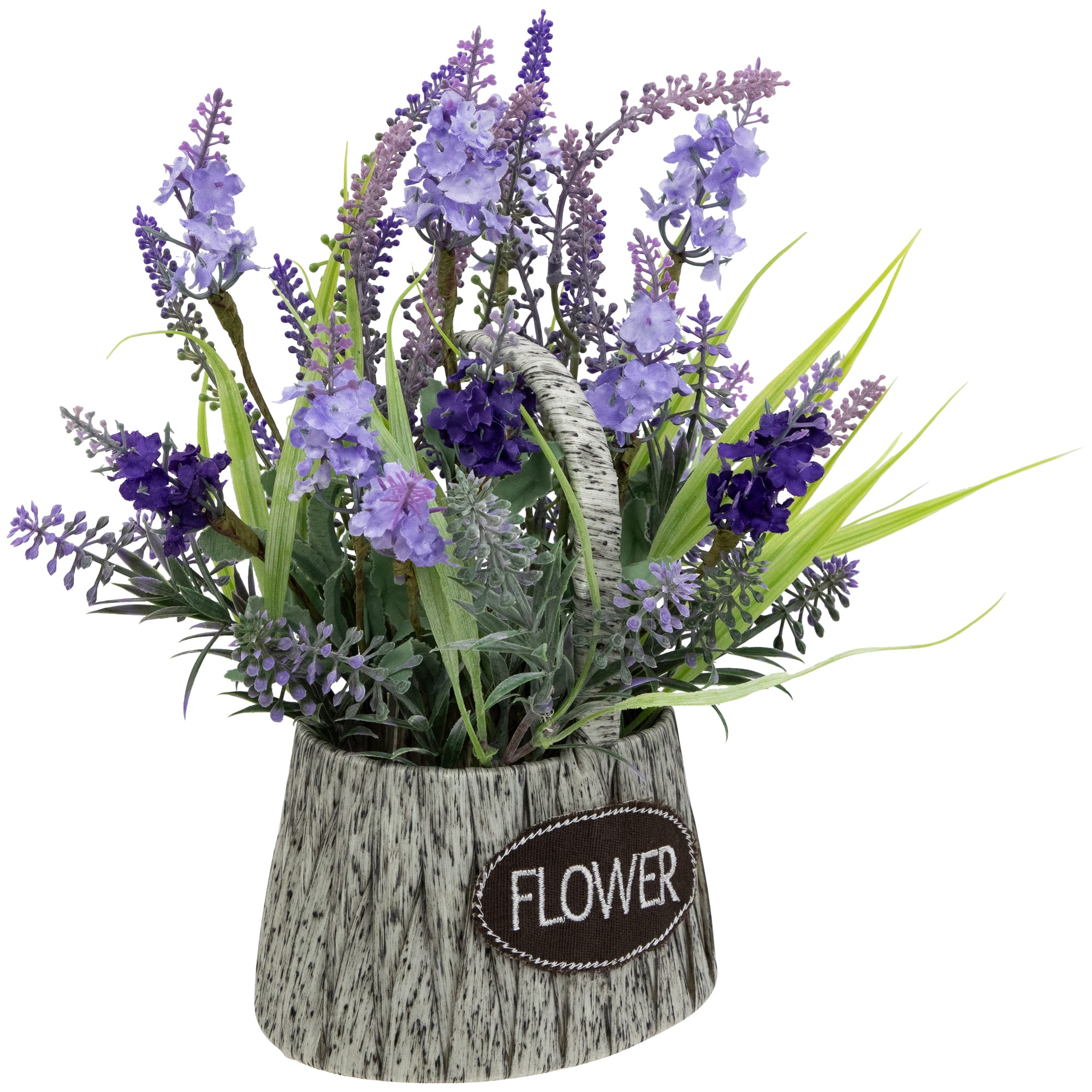 12&#x22; Lavender Bouquet in Flower Spring Basket with Handle