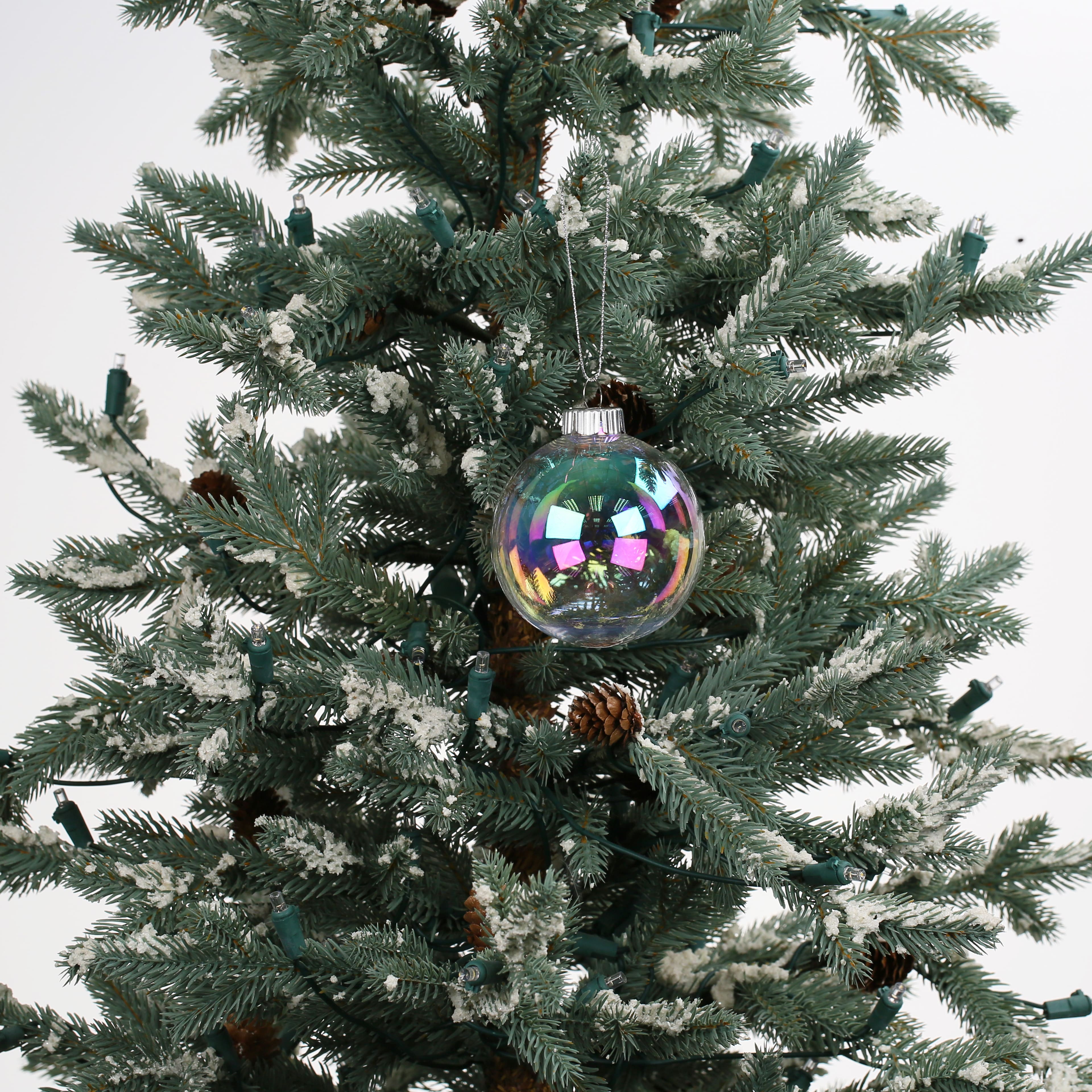 4 Pack 4&#x22; Iridescent Clear DIY Plastic Ball Ornaments by Make Market&#xAE;