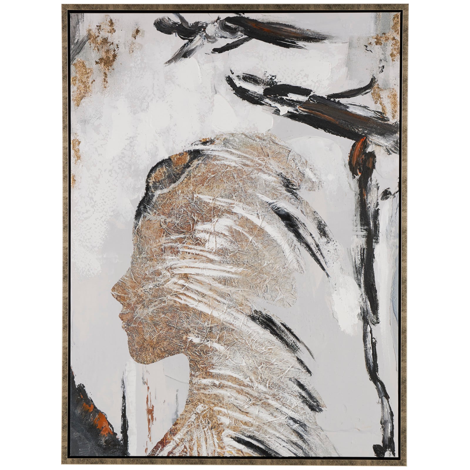 Abstract Woman&#x27;s Profile Framed Canvas Wall Art