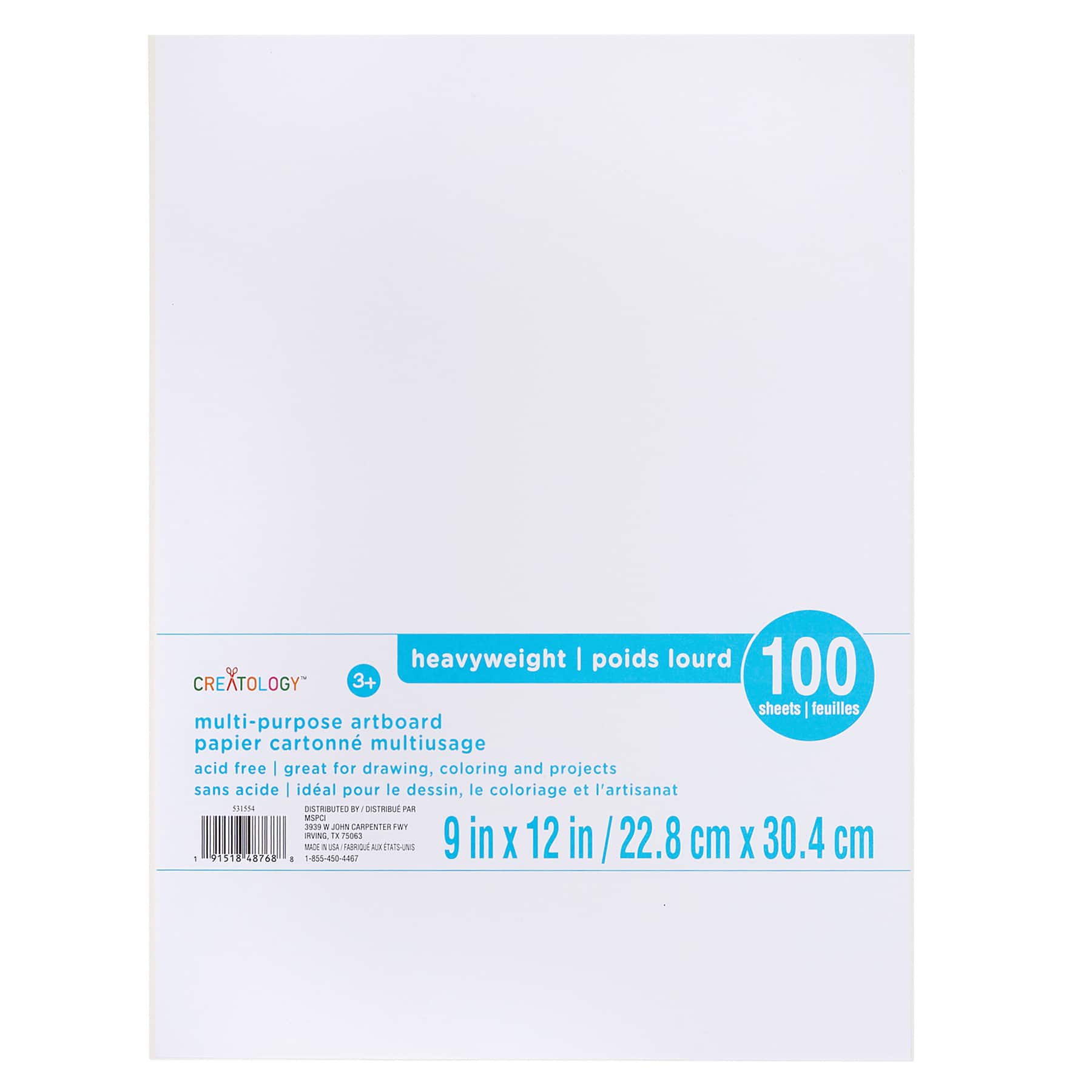 16 Packs: 100 ct. (1,600 total) 9" x 12" Artboard by Creatology™