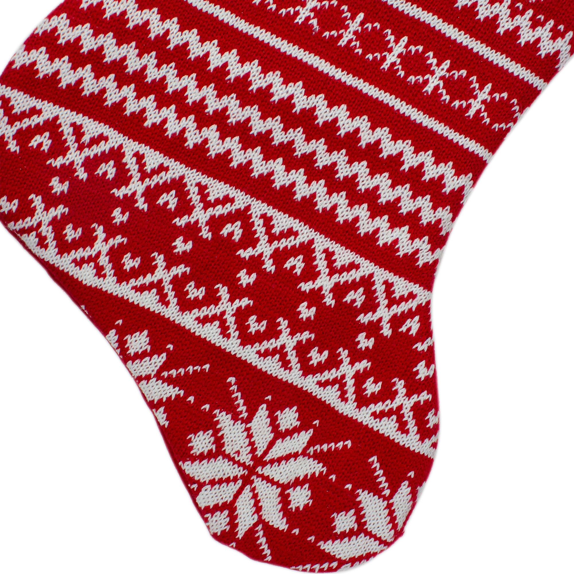 22" Festive Snowflake Sweater Knit Christmas Stocking
