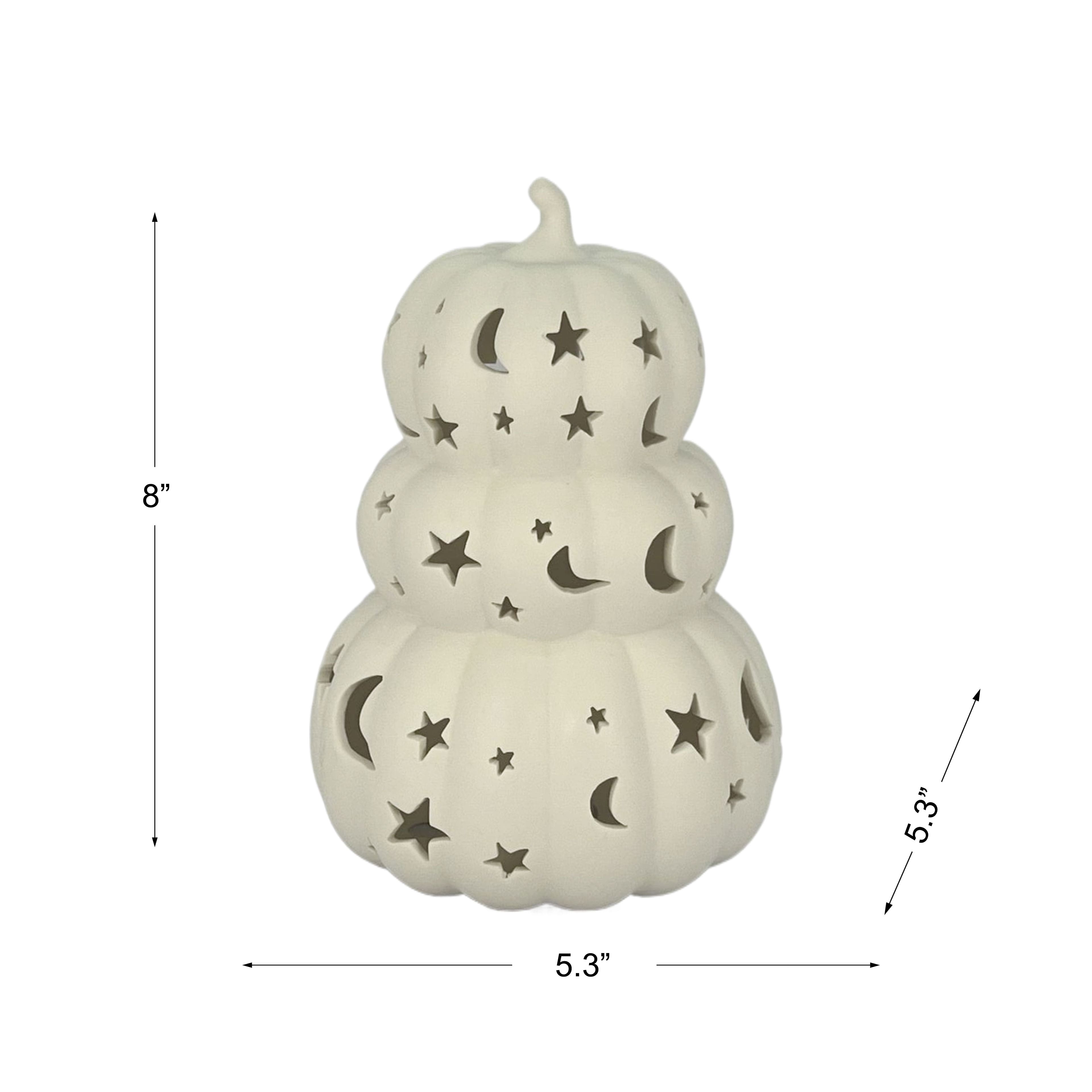 8" DIY Ceramic LED Star & Moon Pumpkin Stack Décor by Make Market®