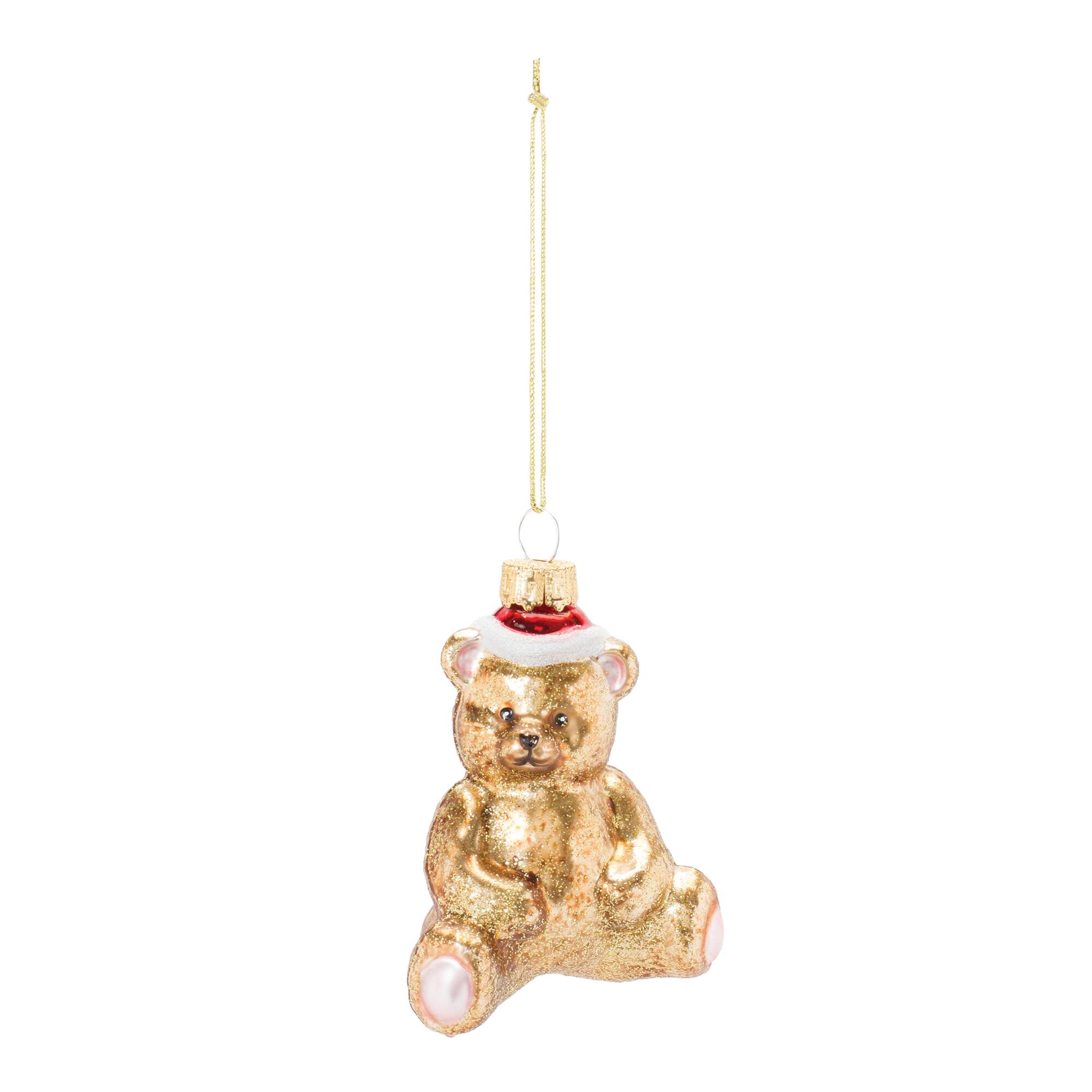 12ct. Gold Glass Teddy Bear Ornaments