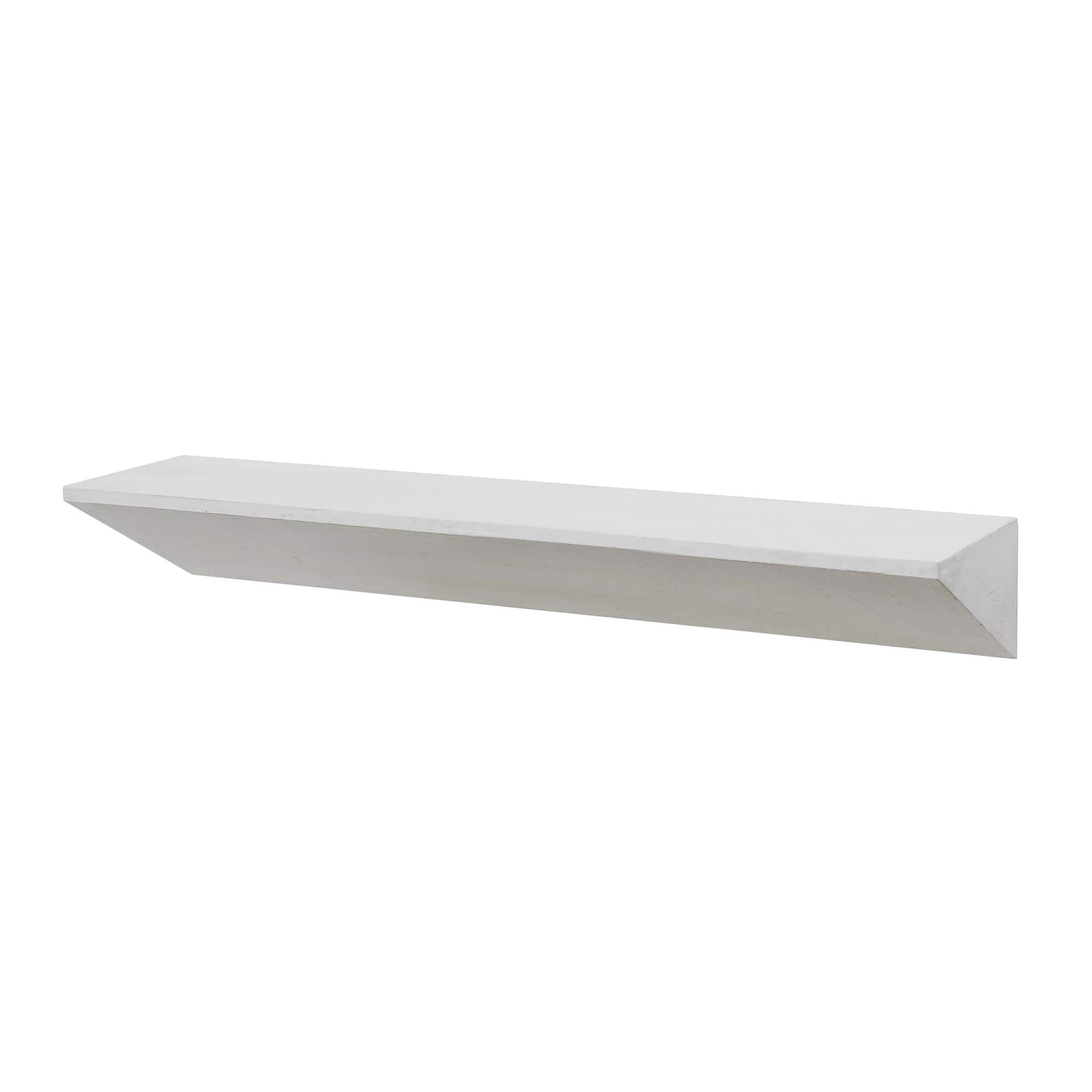Large White Wedge Wood Floating Wall Shelf