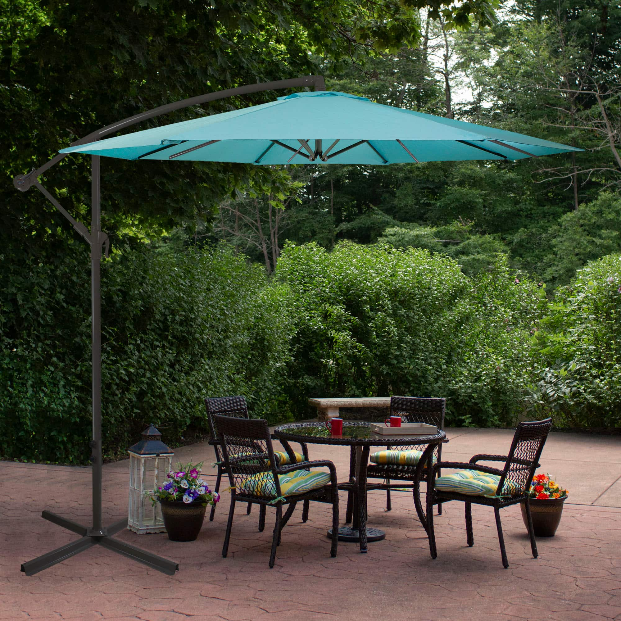 10ft. Offset Outdoor Patio Umbrella with Hand Crank