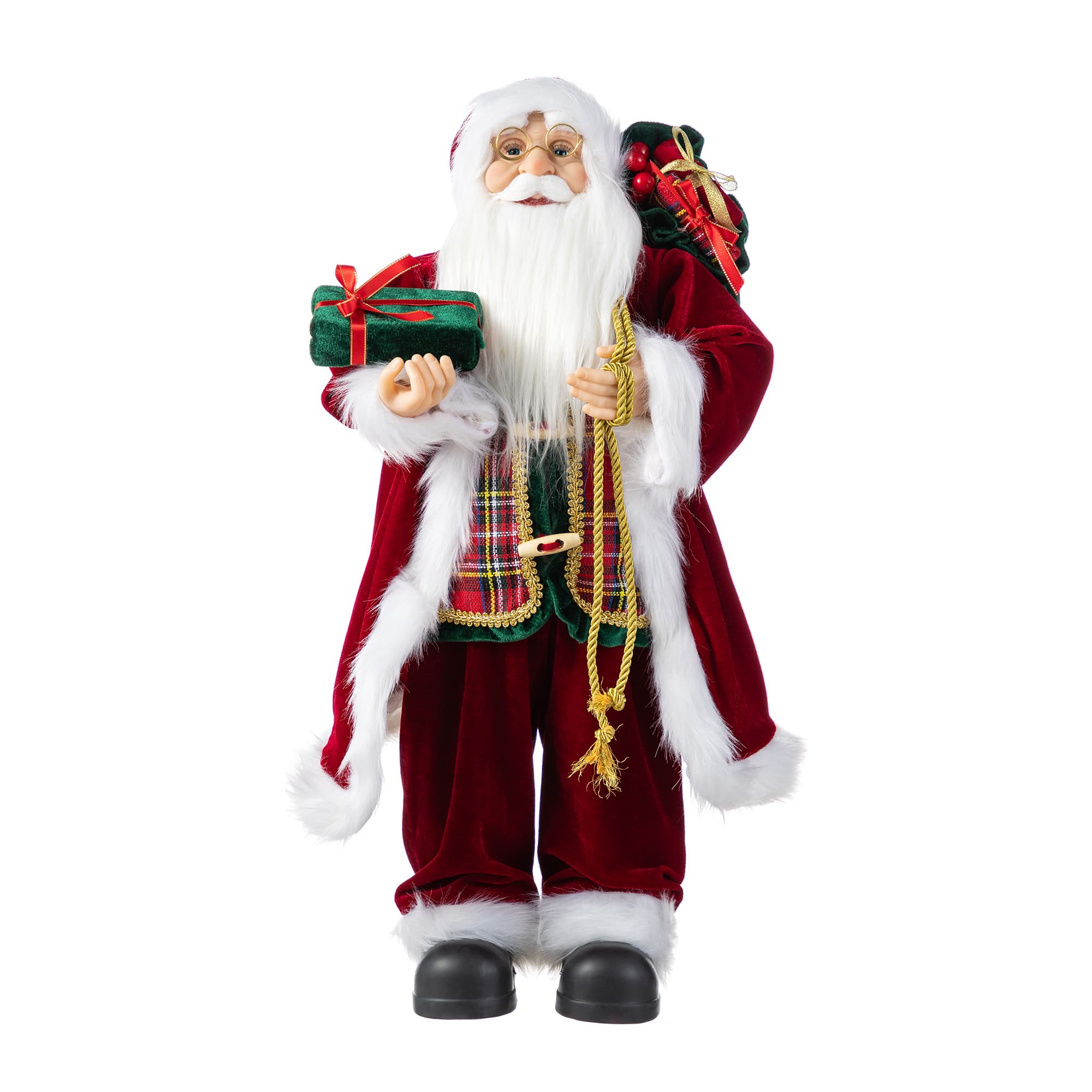 Glitzhome® 24"H Faux Fur Christmas Traditional Santa Figurine