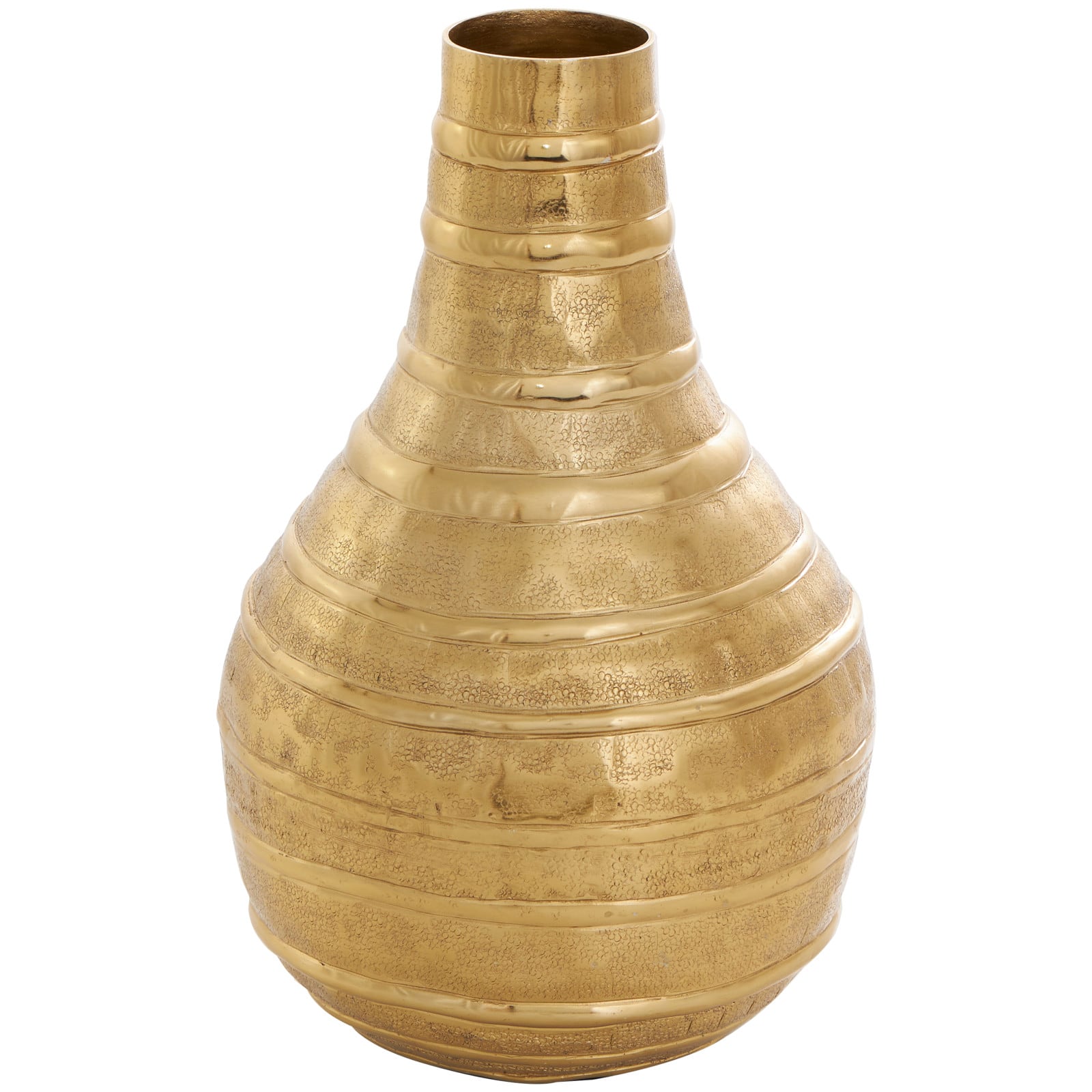 11&#x22; Gold Metal Snakeskin Inspired Vase with Dimensional Linear Accents