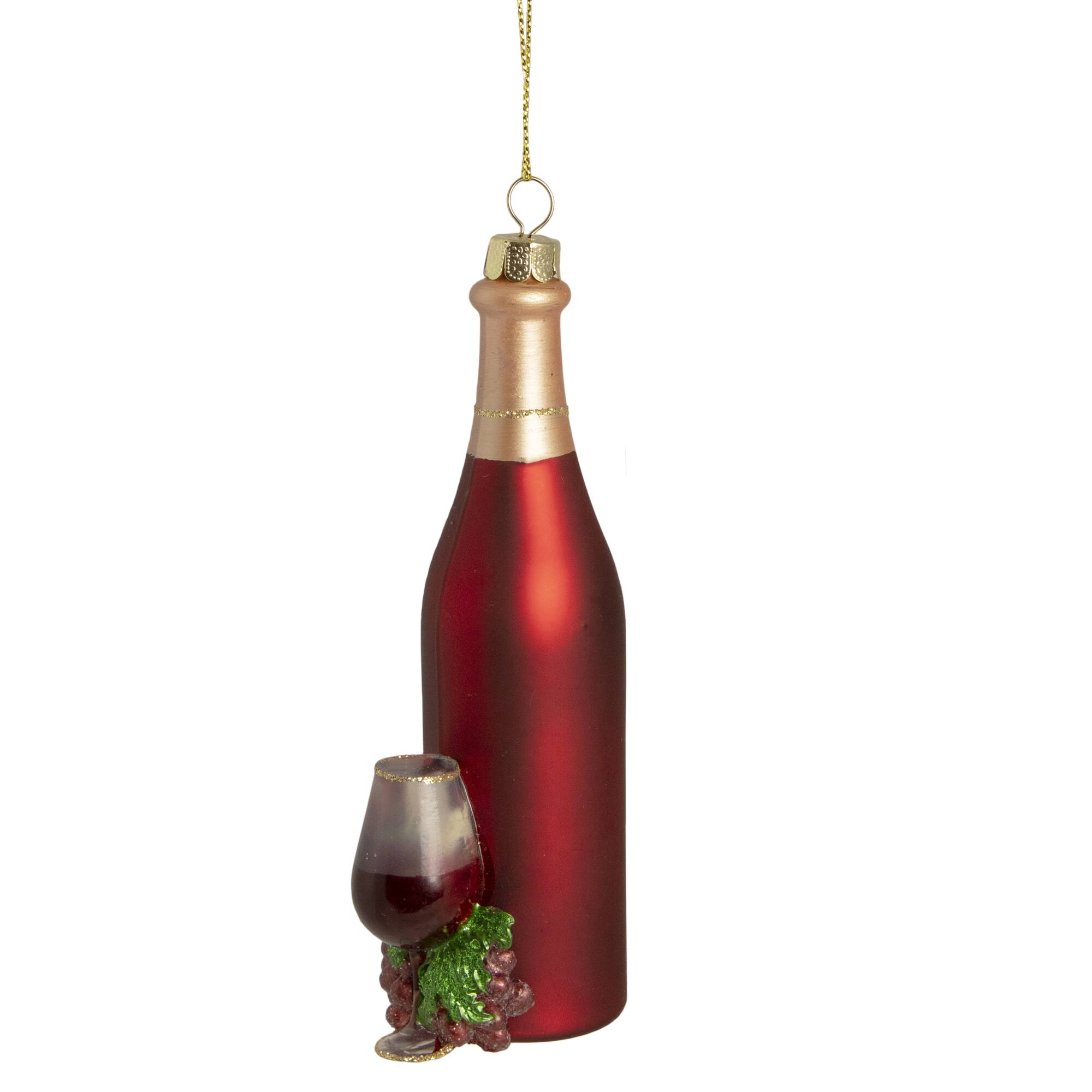 6&#x22; Matte Red Wine Country Glass Bottle Christmas Ornament