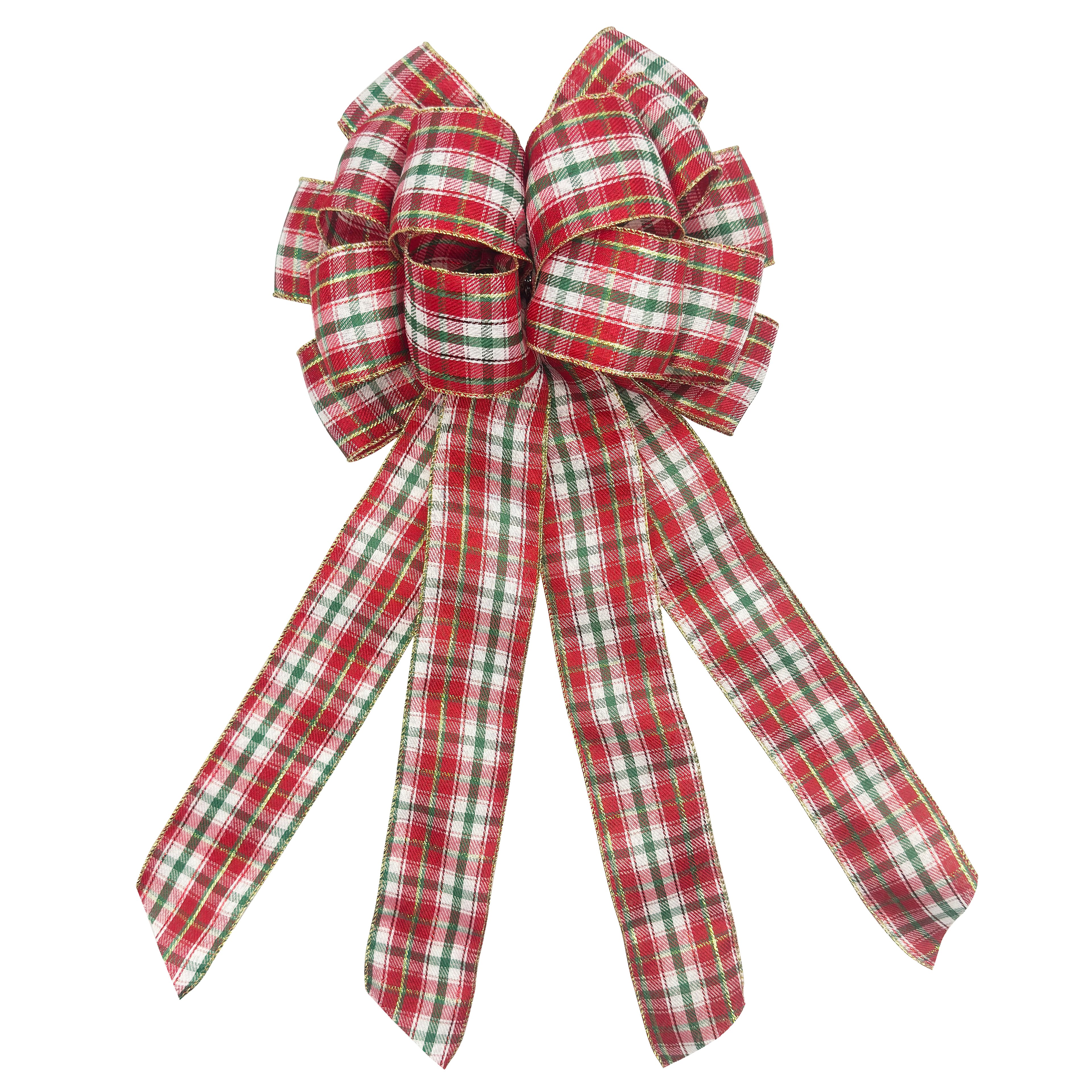 20.5&#x22; Red, White &#x26; Green Plaid Tree Bow by Celebrate It&#xAE;