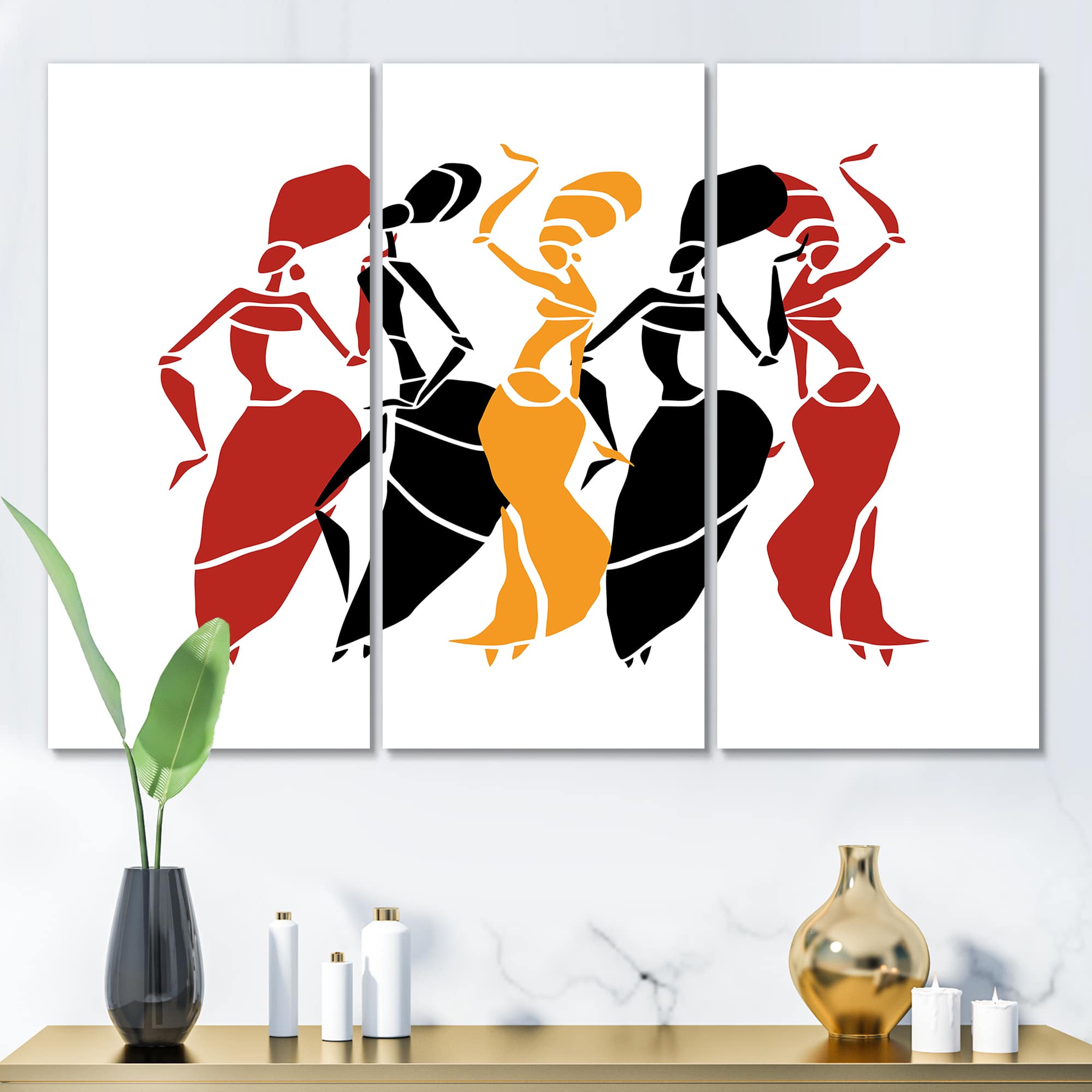 Designart - Beautiful Dancers African American Silhouettes - Modern Canvas Wall Art Print