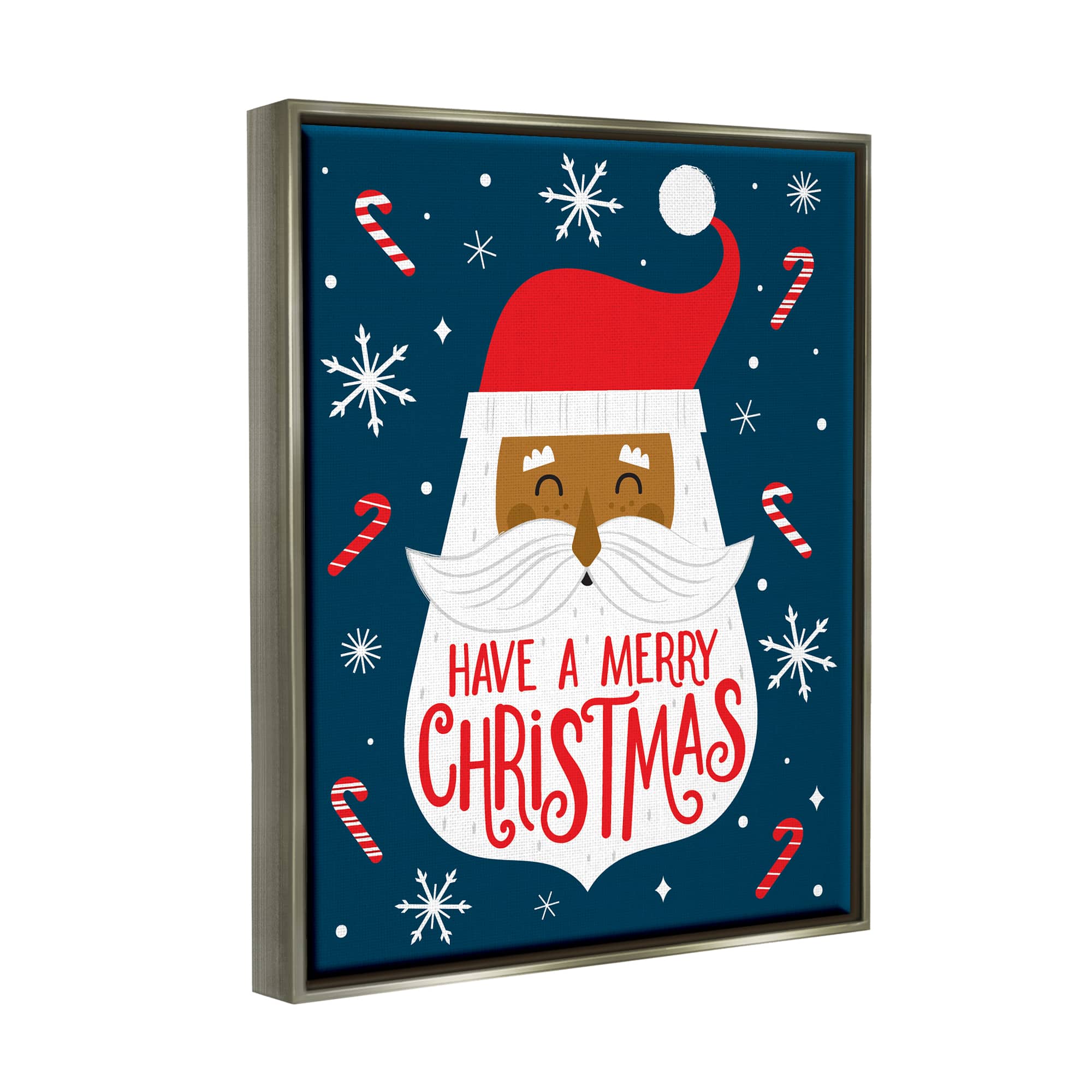 Stupell Industries Have Merry Christmas Patterned Santa Framed Floater Canvas Wall Art