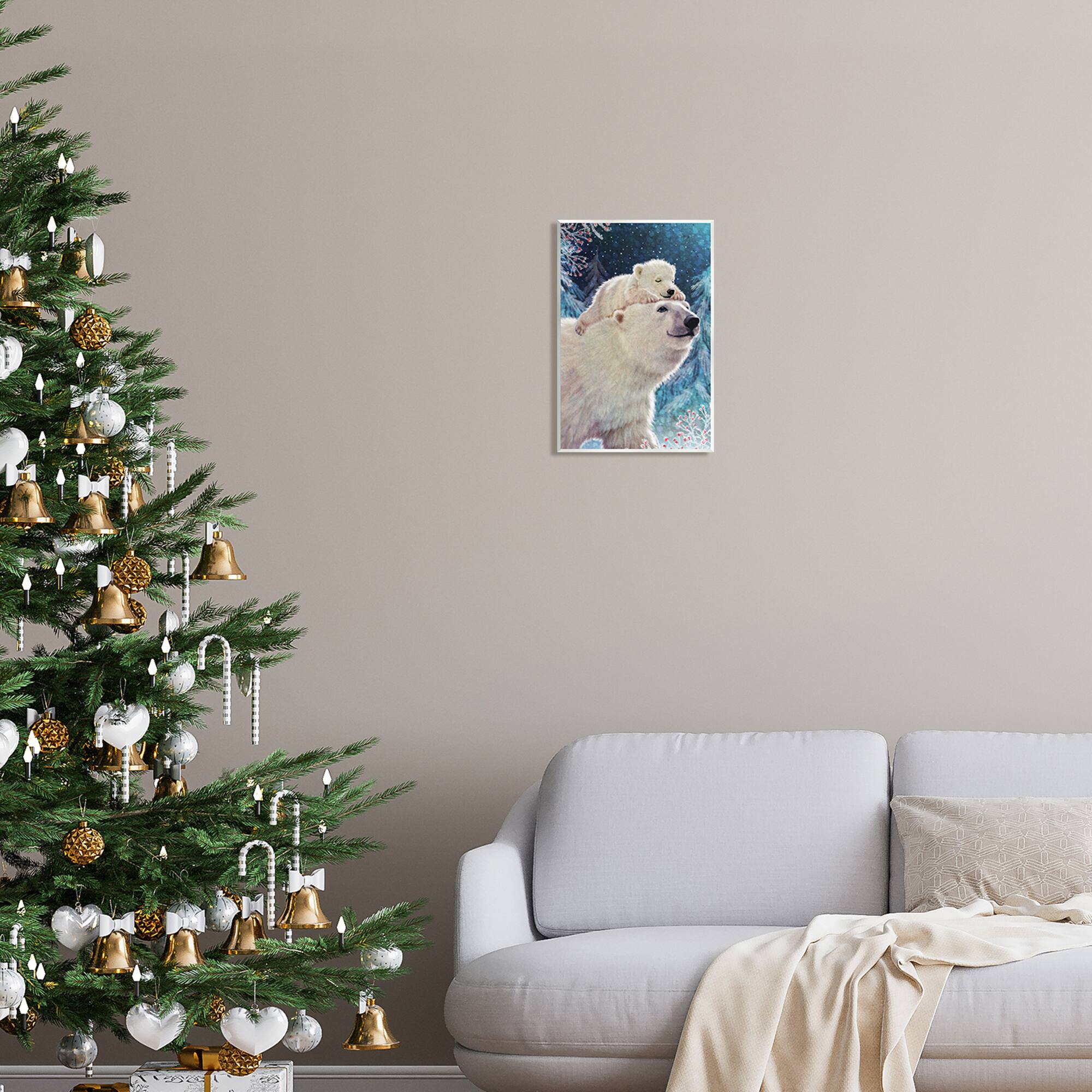 Stupell Industries Polar Bear & Cub Winter Scene Wall Plaque Art