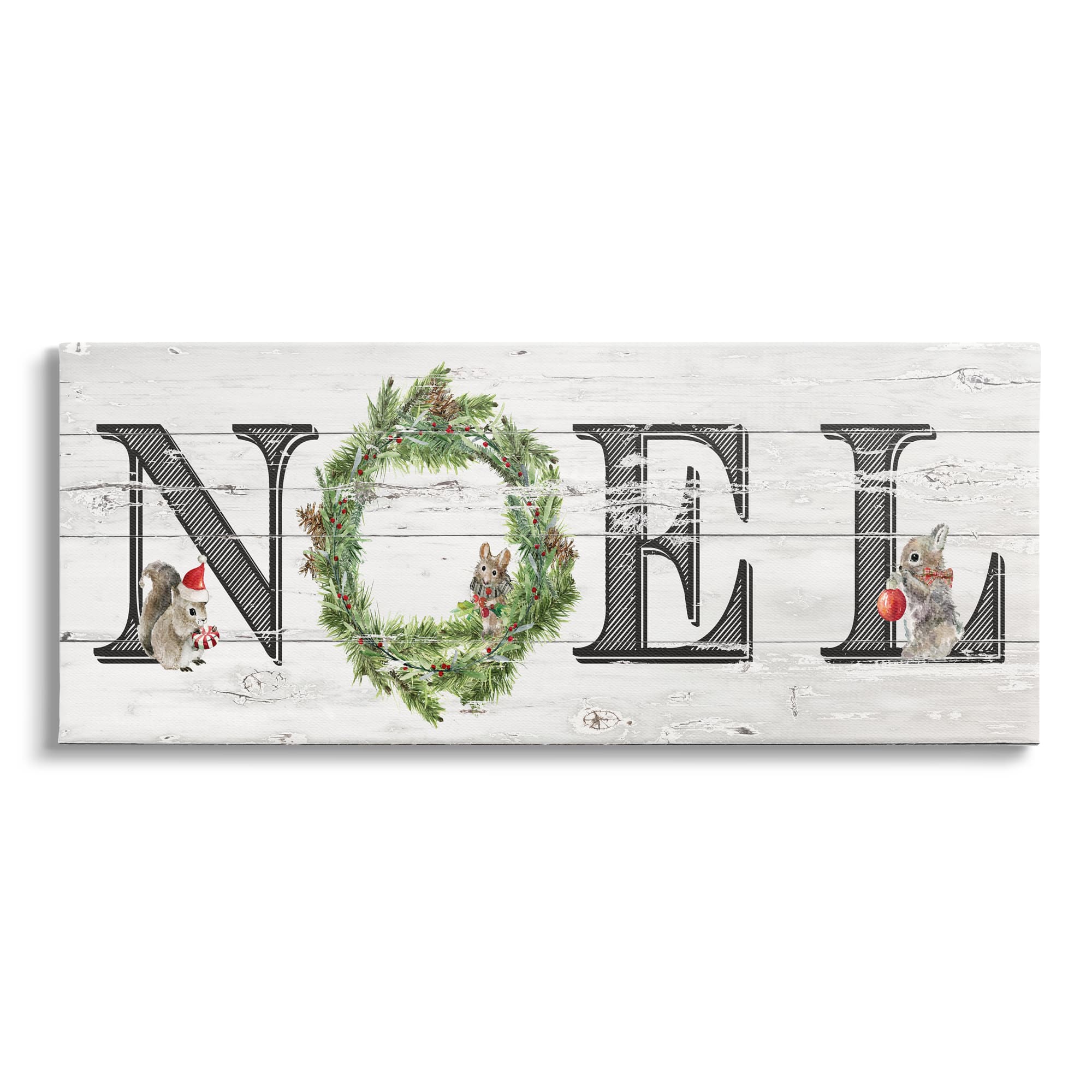 Stupell Industries Woodland Animal Noel Sign Canvas Wall Art