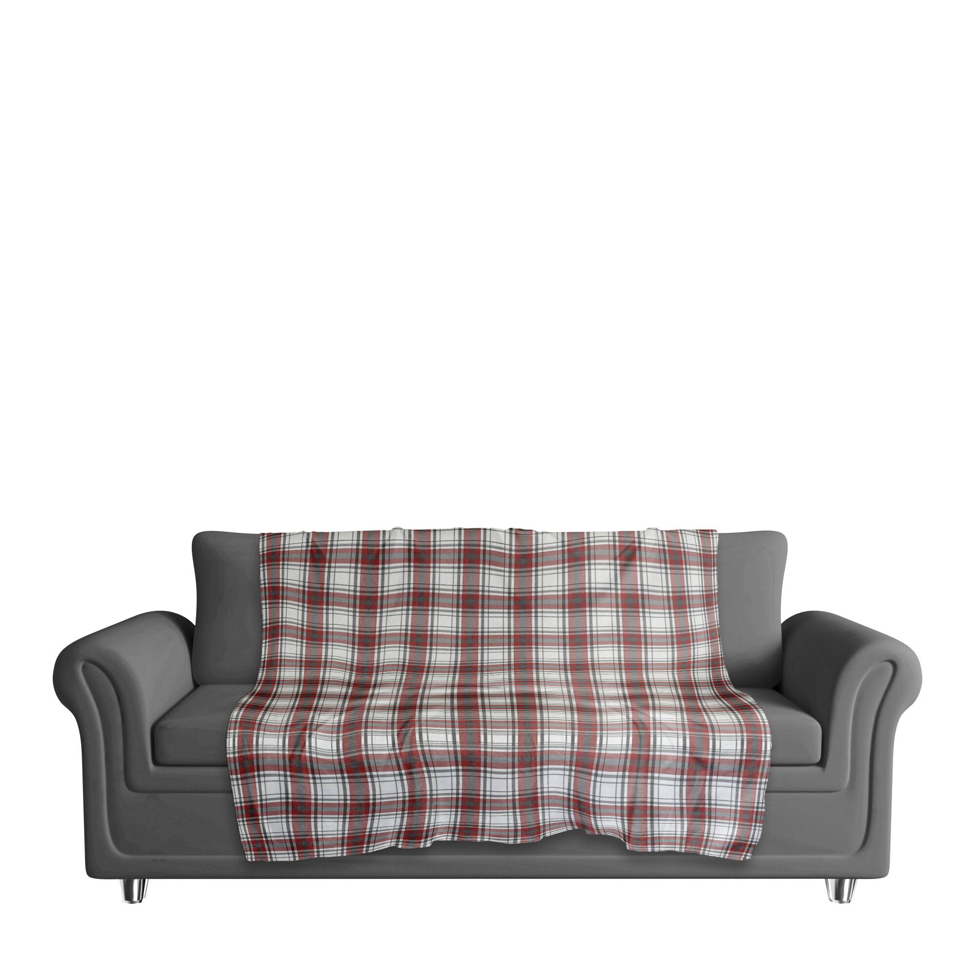 Red And Gray Plaid 50x60 Sherpa Fleece Blanket