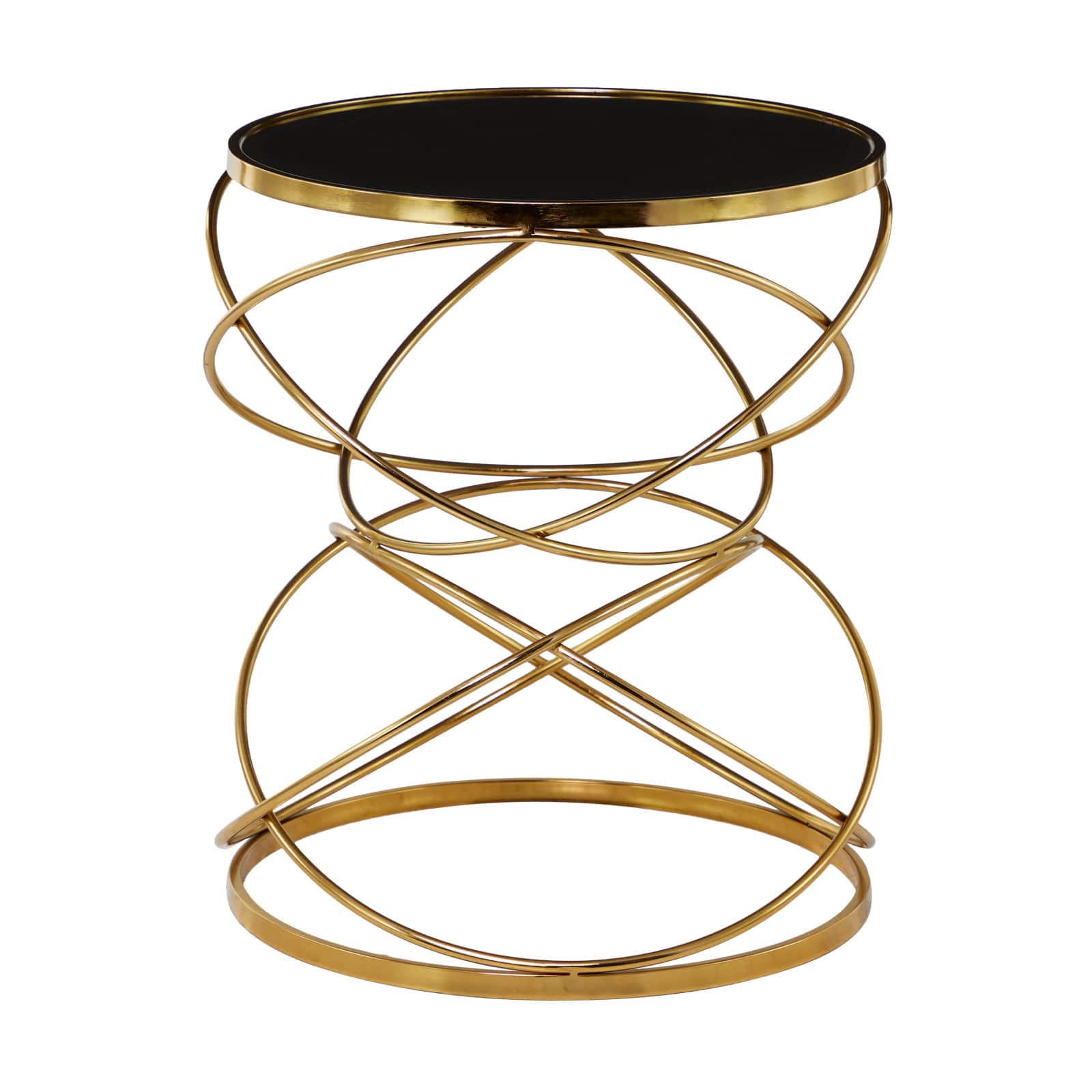 24" Open Ring Accent Table with Black Marble Top