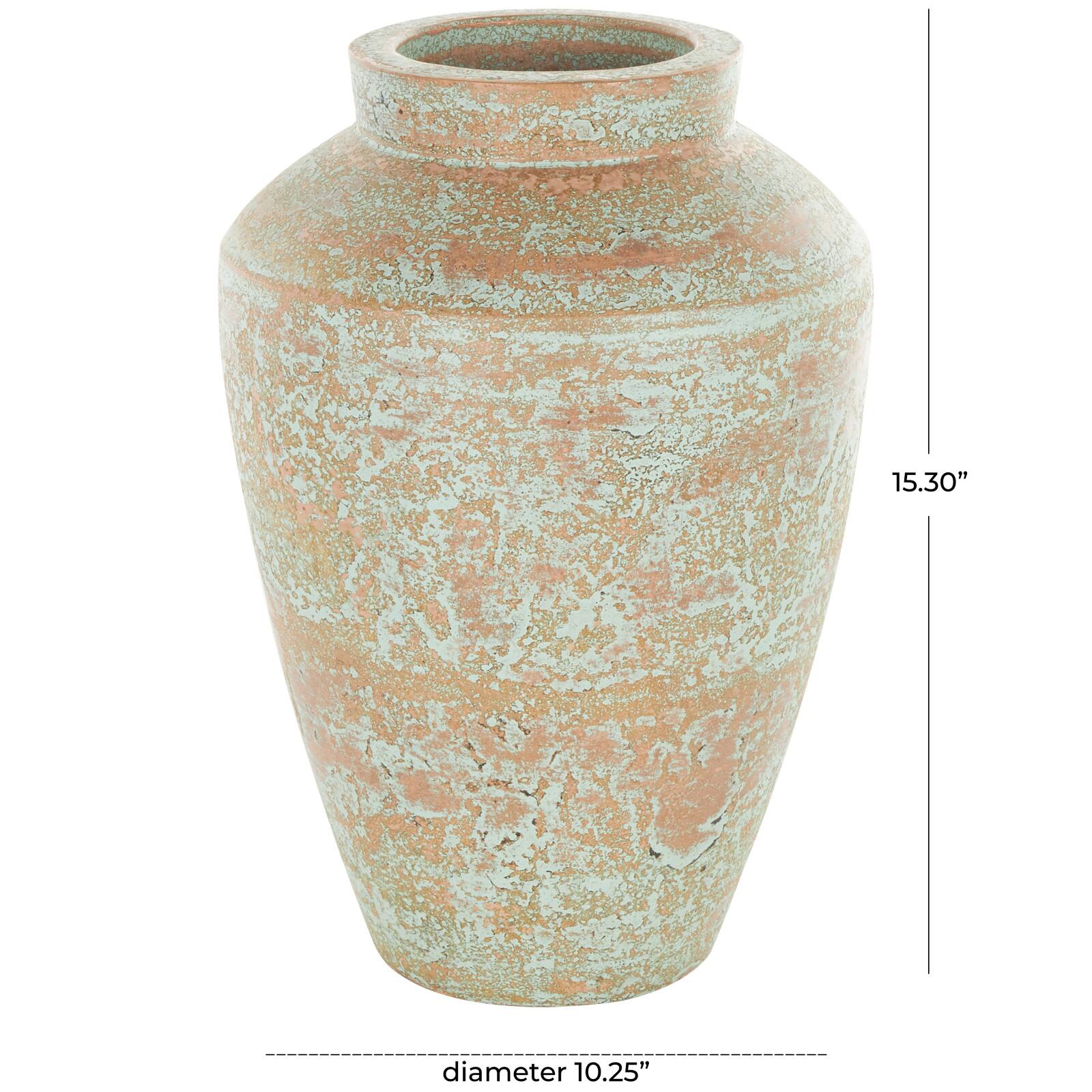 Brown Ceramic Antique Style Textured Patina Vase