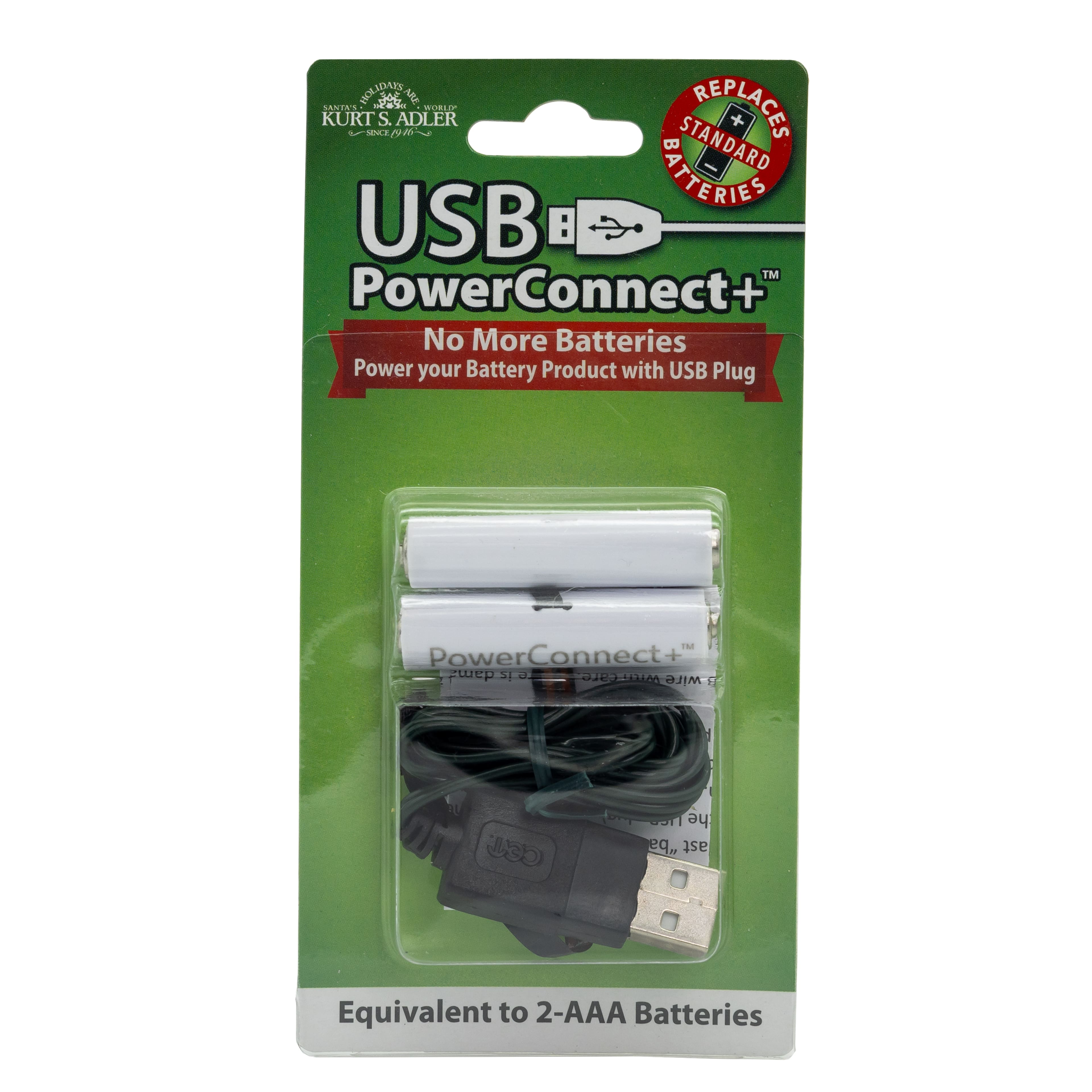 Kurt S. Adler USB Power Connect+&#x2122; 2AAA Battery Converter