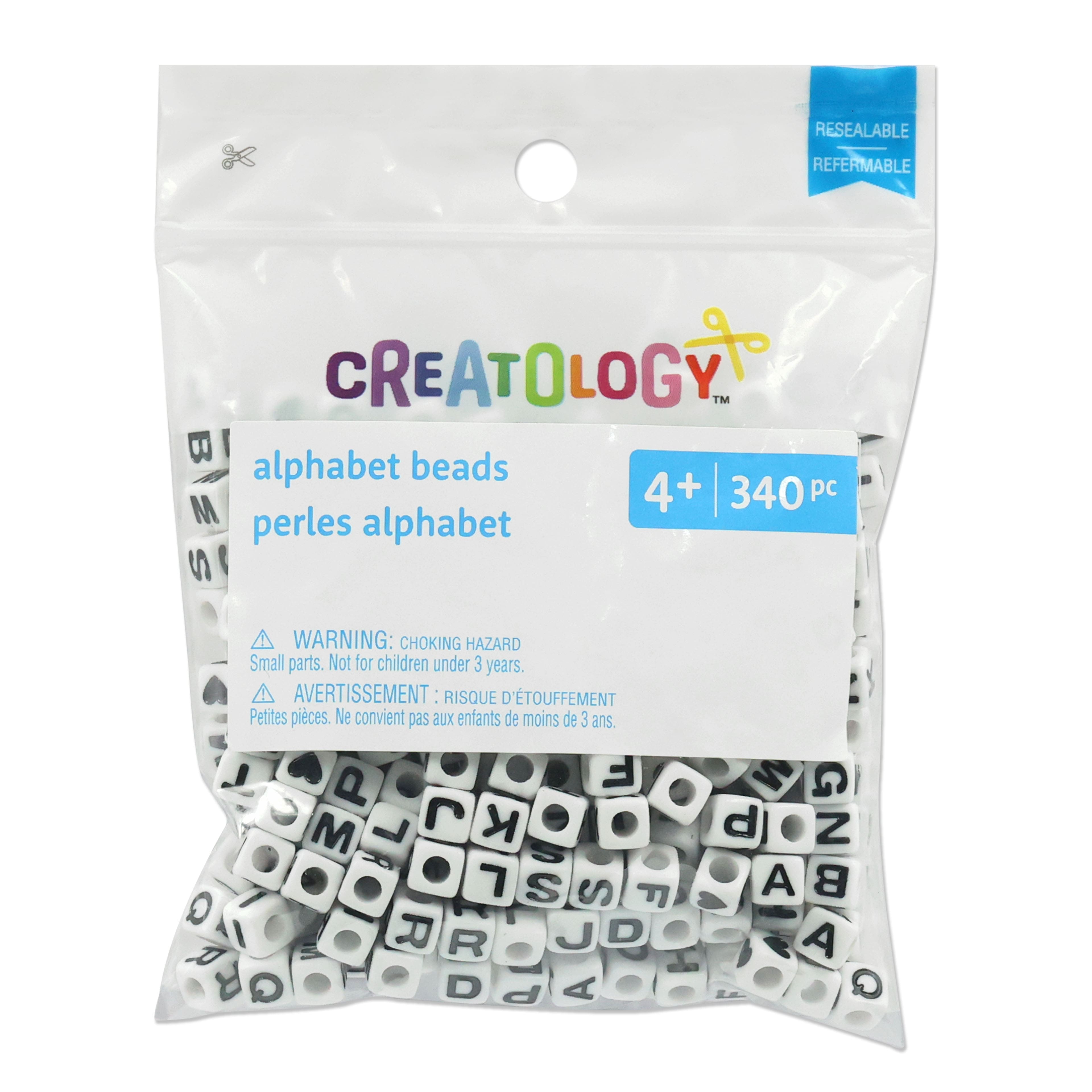 12 Packs: 340 ct. (4,080 total) Black &#x26; White Alphabet Beads by Creatology&#x2122;, 6.5mm