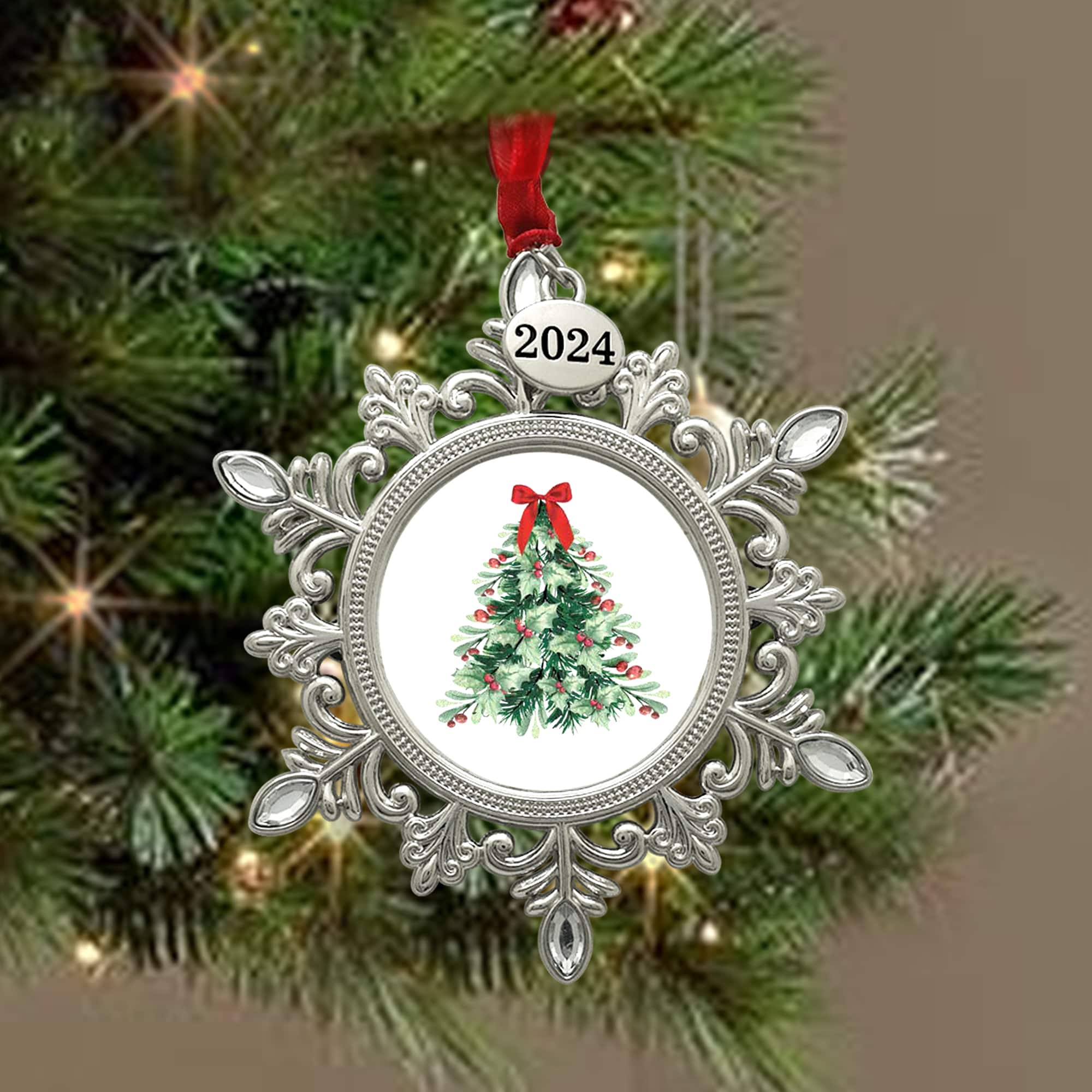 2&#x22; x 2&#x22; Silver with Jewels 2024 Ornament Frame by Studio D&#xE9;cor&#xAE;