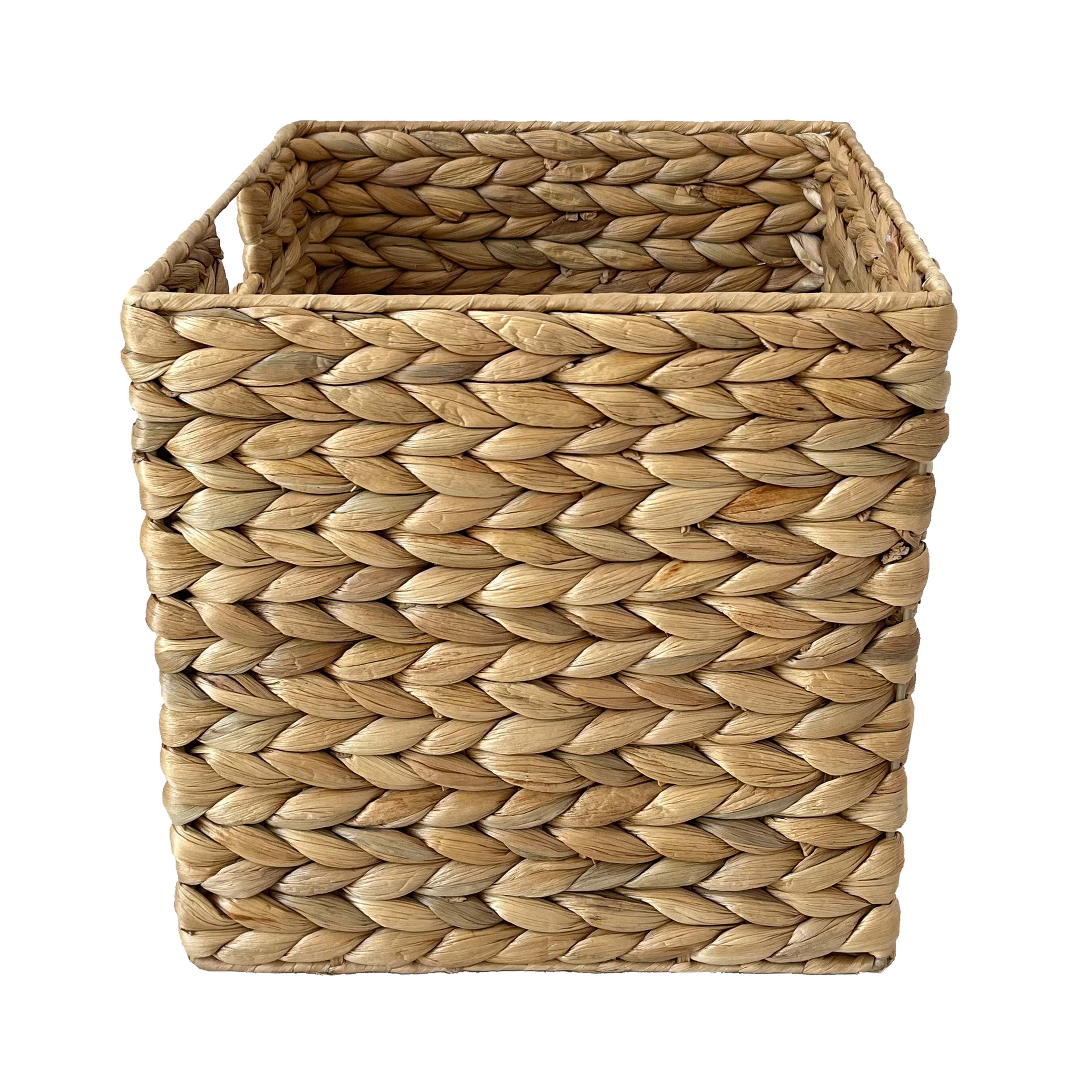 8 Pack: Small Natural Woven Water Hyacinth Cube Basket by Ashland®