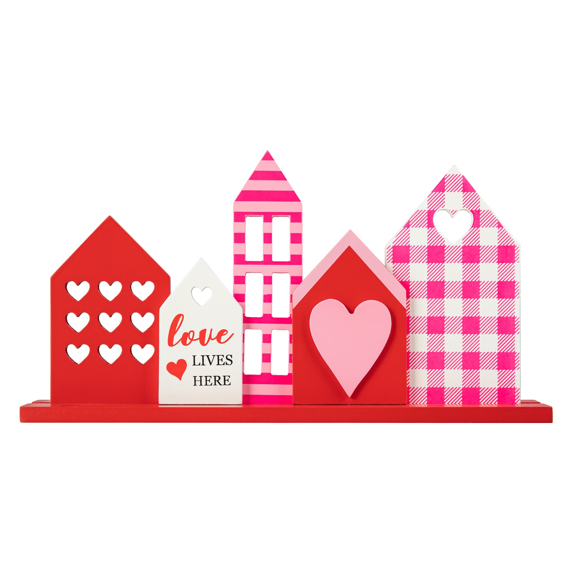 Glitzhome&#xAE; 16&#x22; Valentine&#x27;s House Wooden Table Decor