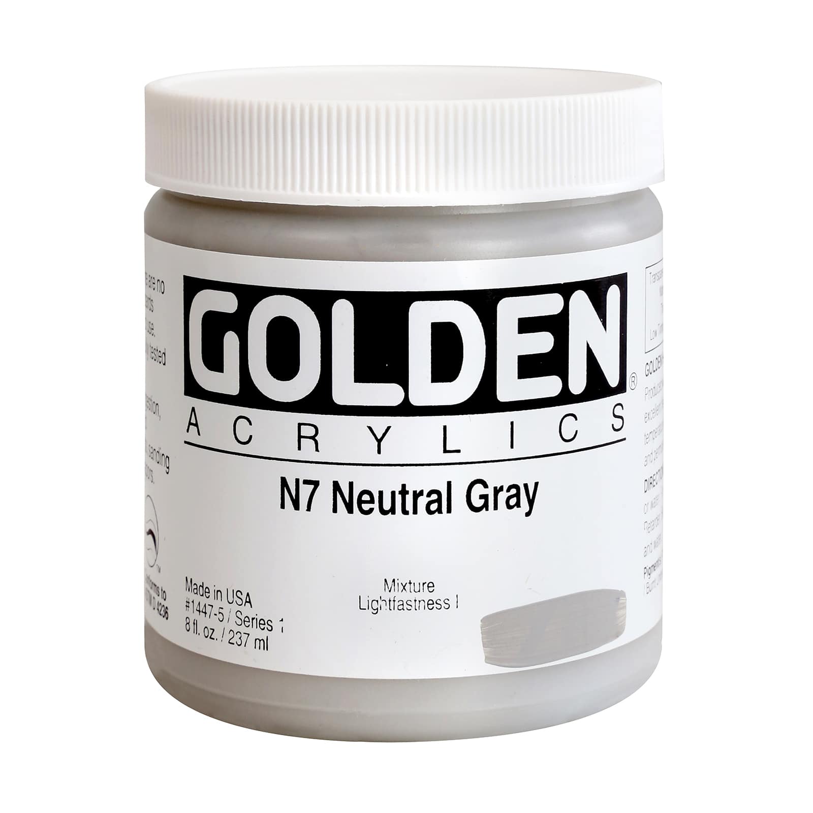 Golden Heavy Body Acrylic Paint, 8 oz in N7 Neutral Gray