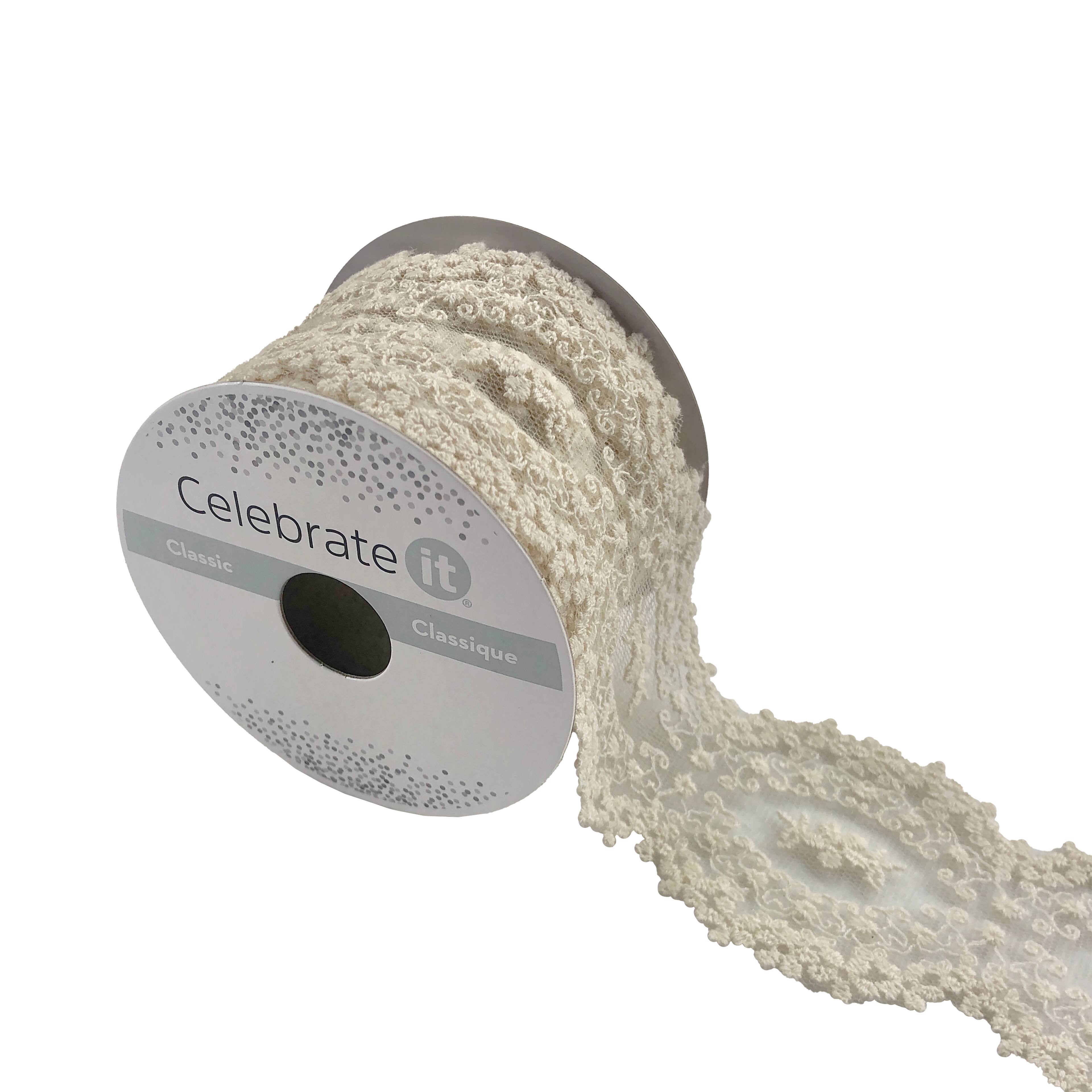 2" x 2yd. Lace Floral Ribbon by Celebrate It®