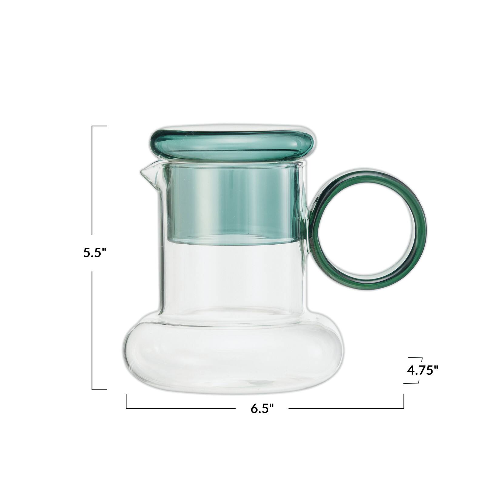 Hello Honey&#xAE; 6.5&#x22; Clear &#x26; Green Crystal Clarity Glass Pitcher Set