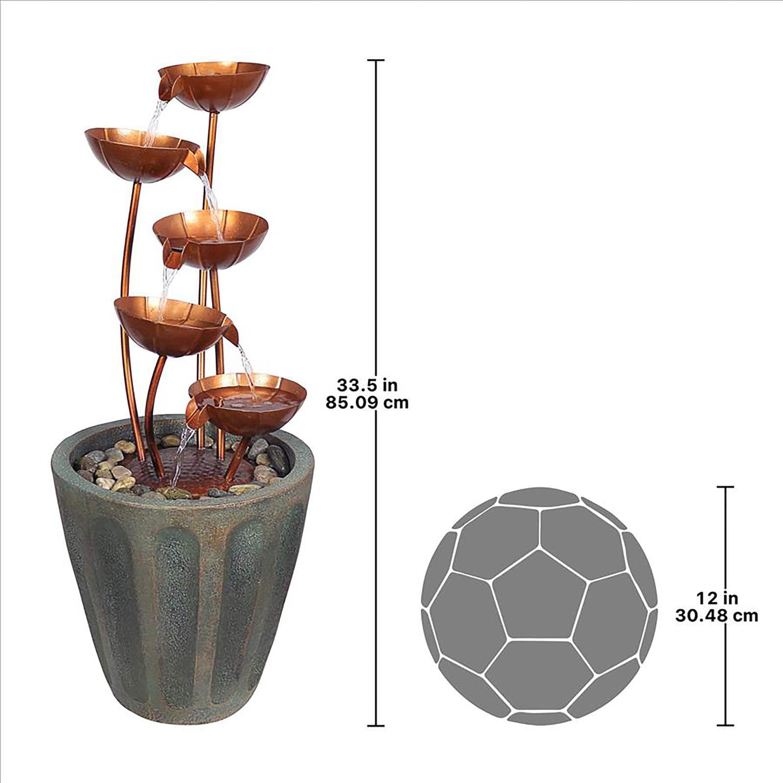 33&#x22; Copper Falls Cascading Garden Fountain