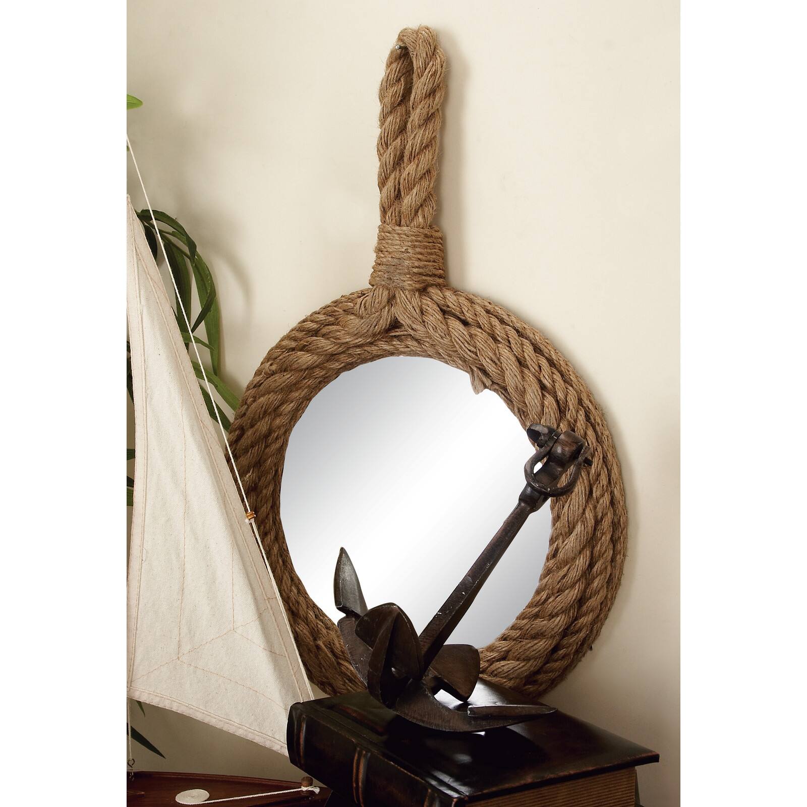 Natural Brown Rope Coastal Wall Mirrors Set