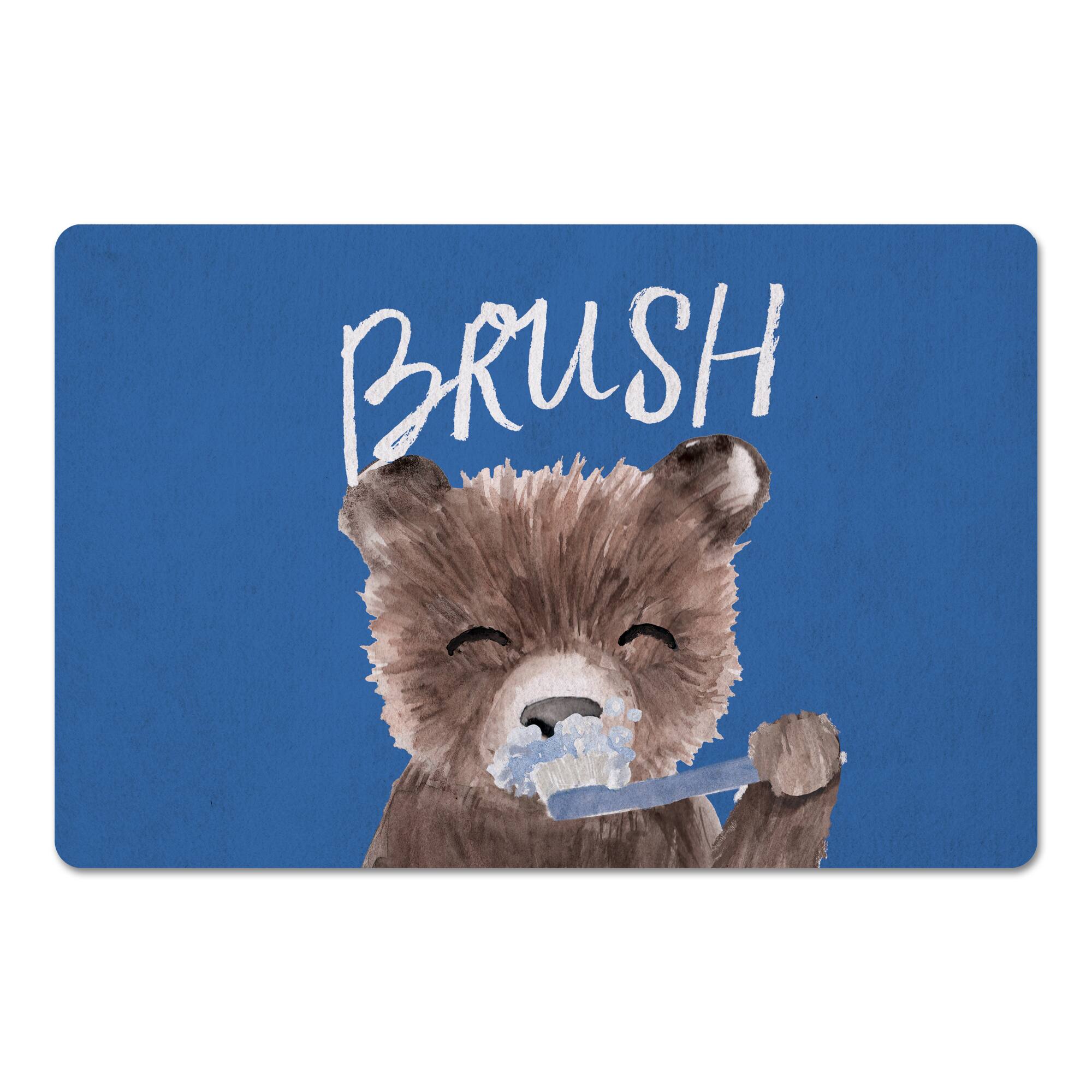 18&#x22; x 27&#x22; Bear Brushing Teeth Floor Mat
