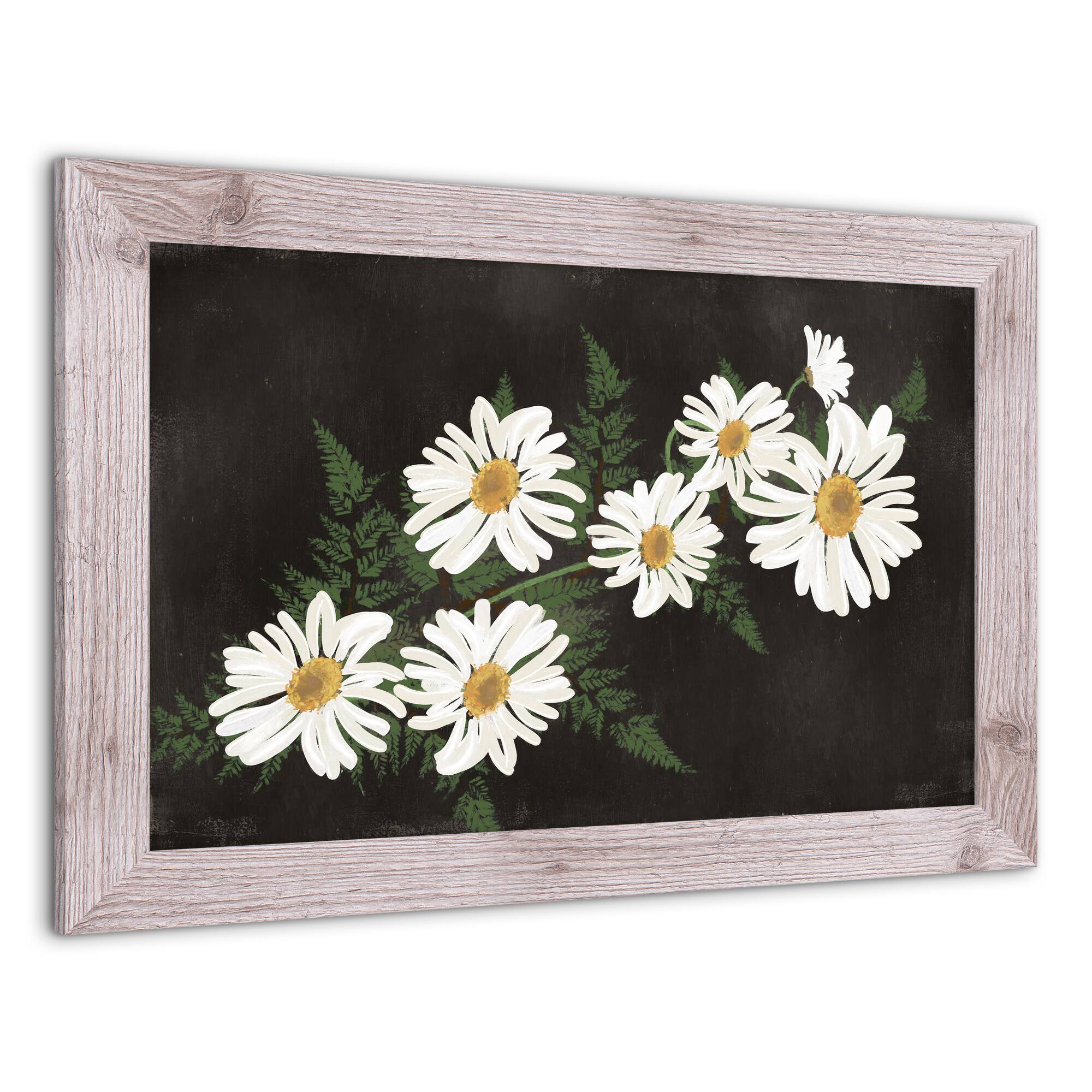 Daisies on Moody Background Framed Print Wall Hanging