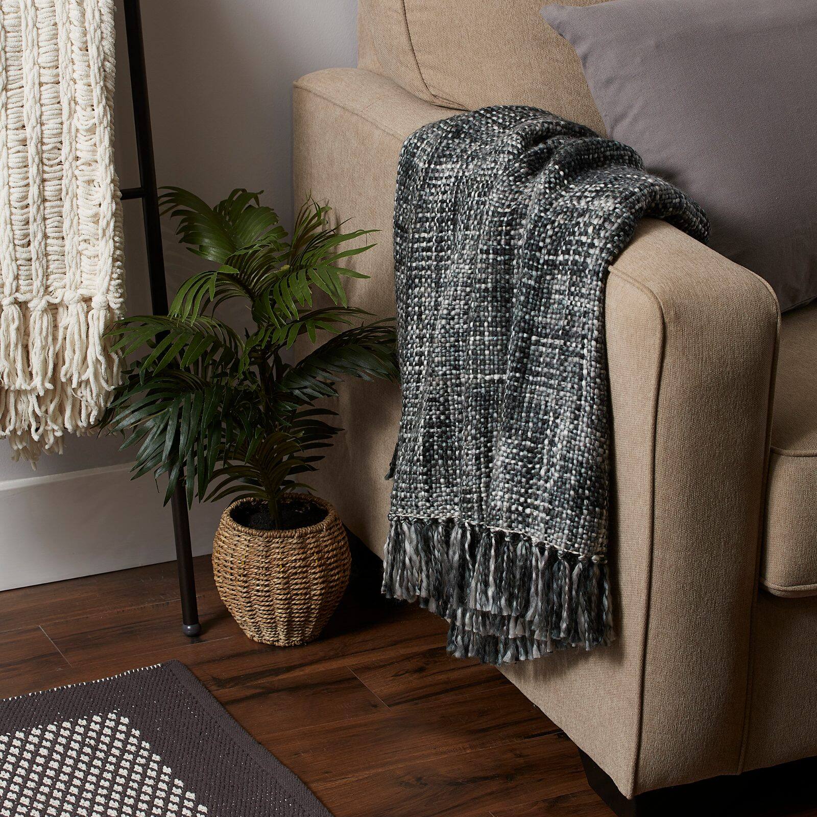 DII® Mineral Gray Variegated Acrylic Woven Throw
