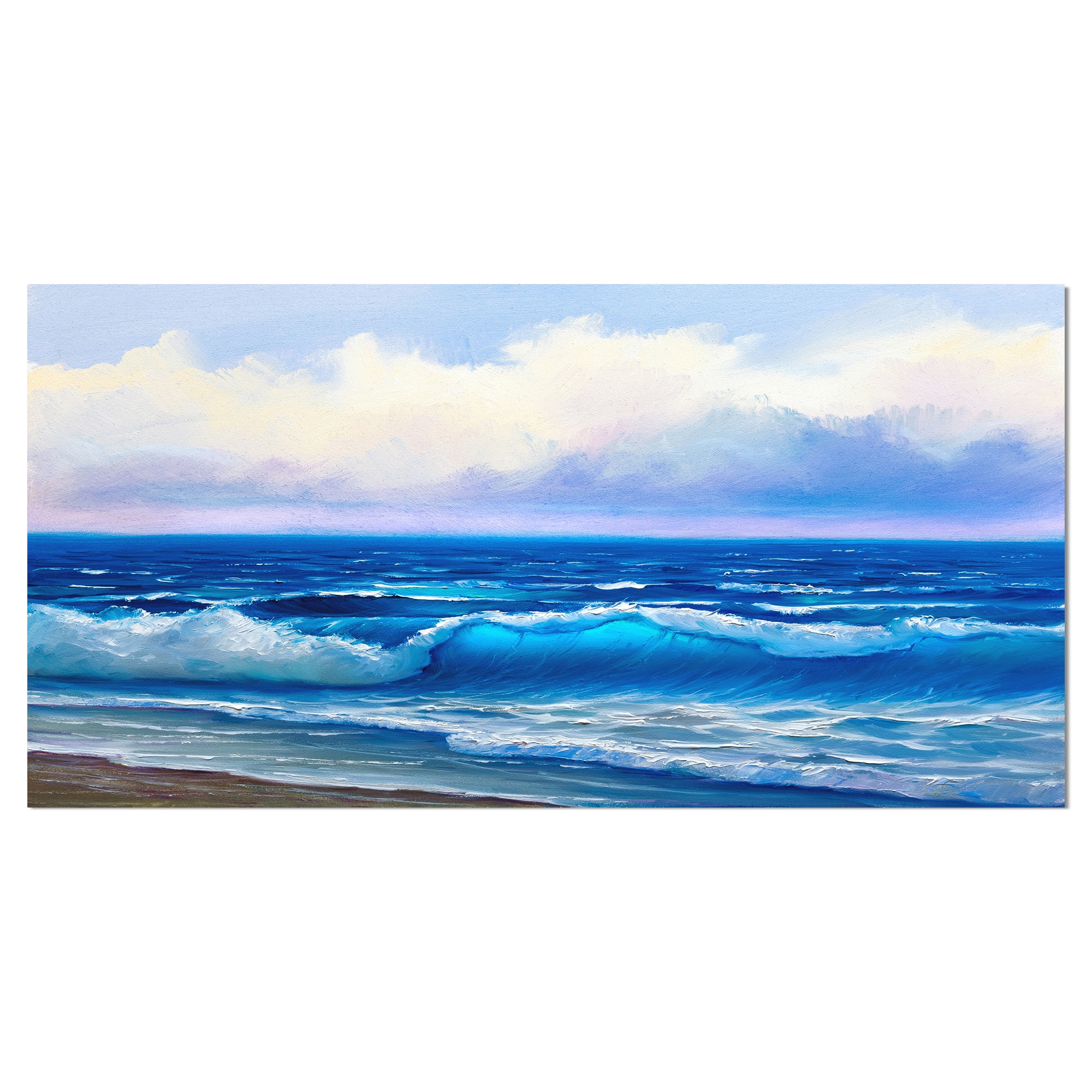 Designart - Seascape in Cloudy sky - Sea & Shore Painting Print on Wrapped Canvas