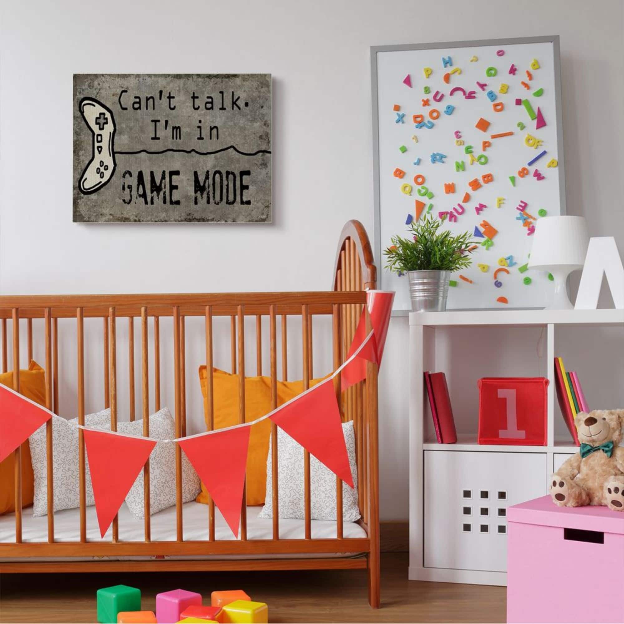 Stupell Industries Can't Talk Game Mode Quote Brown Controller Canvas Wall Art