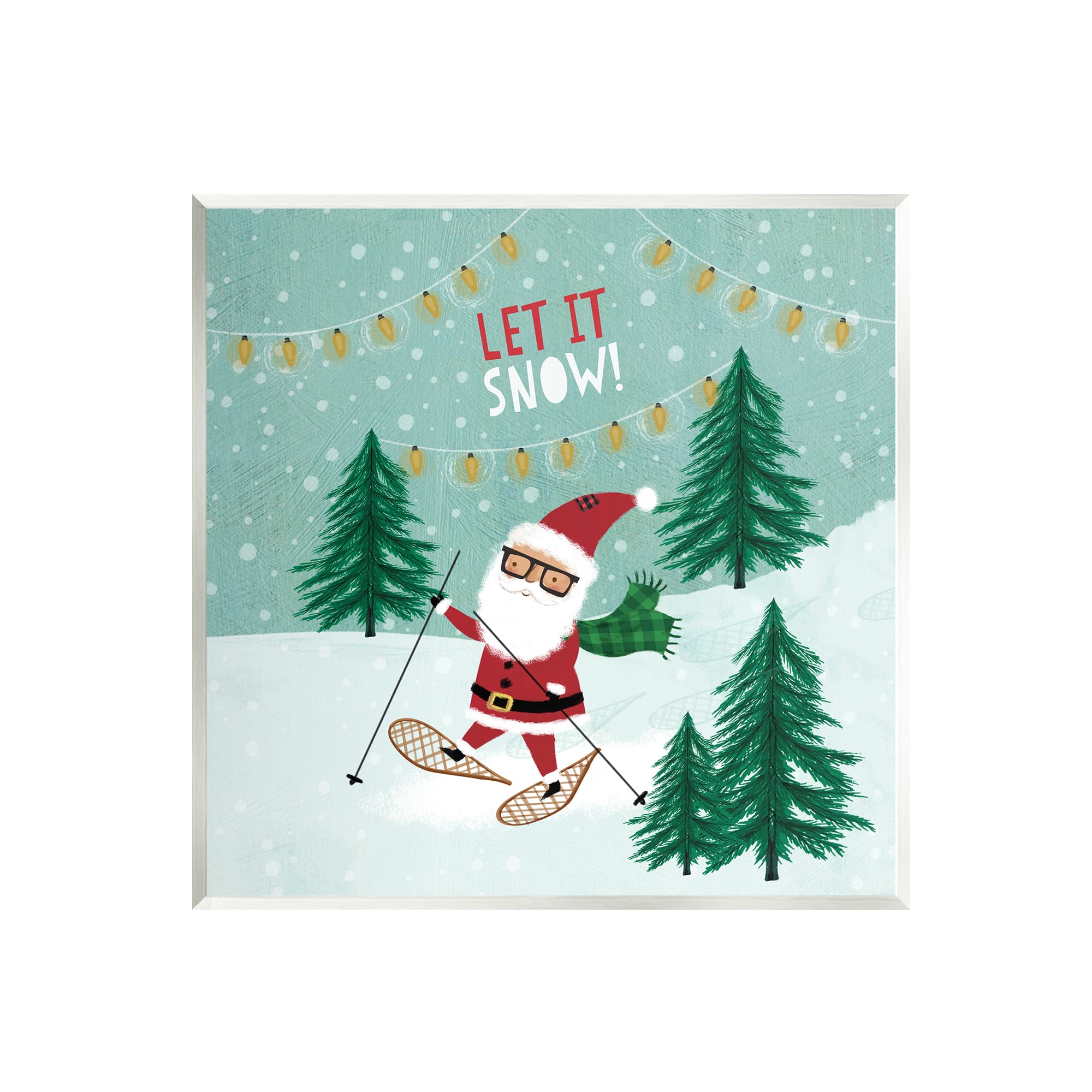 Stupell Industries Let it Snow Santa Snowshoeing Wall Art