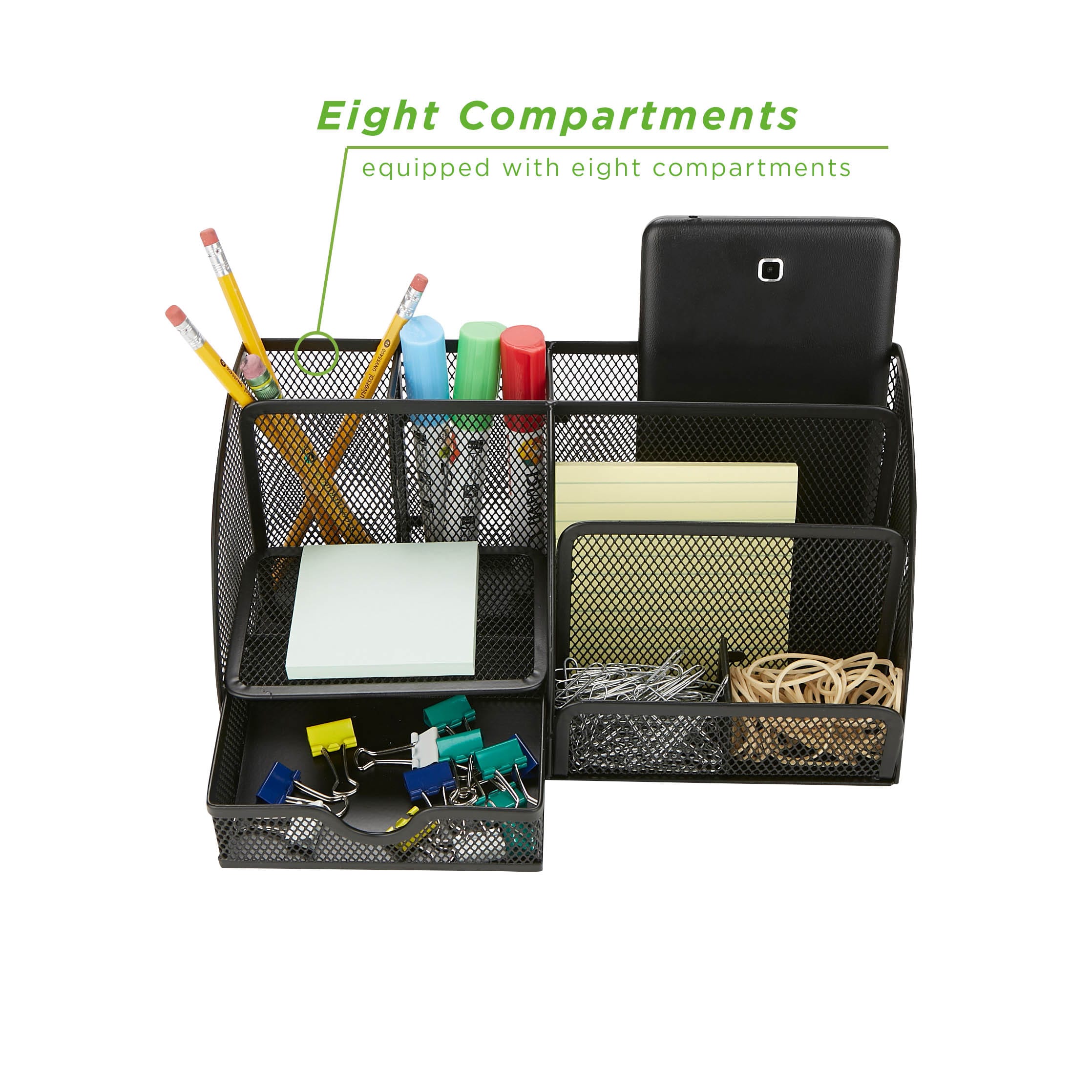 Mind Reader 7-Compartment Desk Organizer Supplies &#x26; Accessories Storage